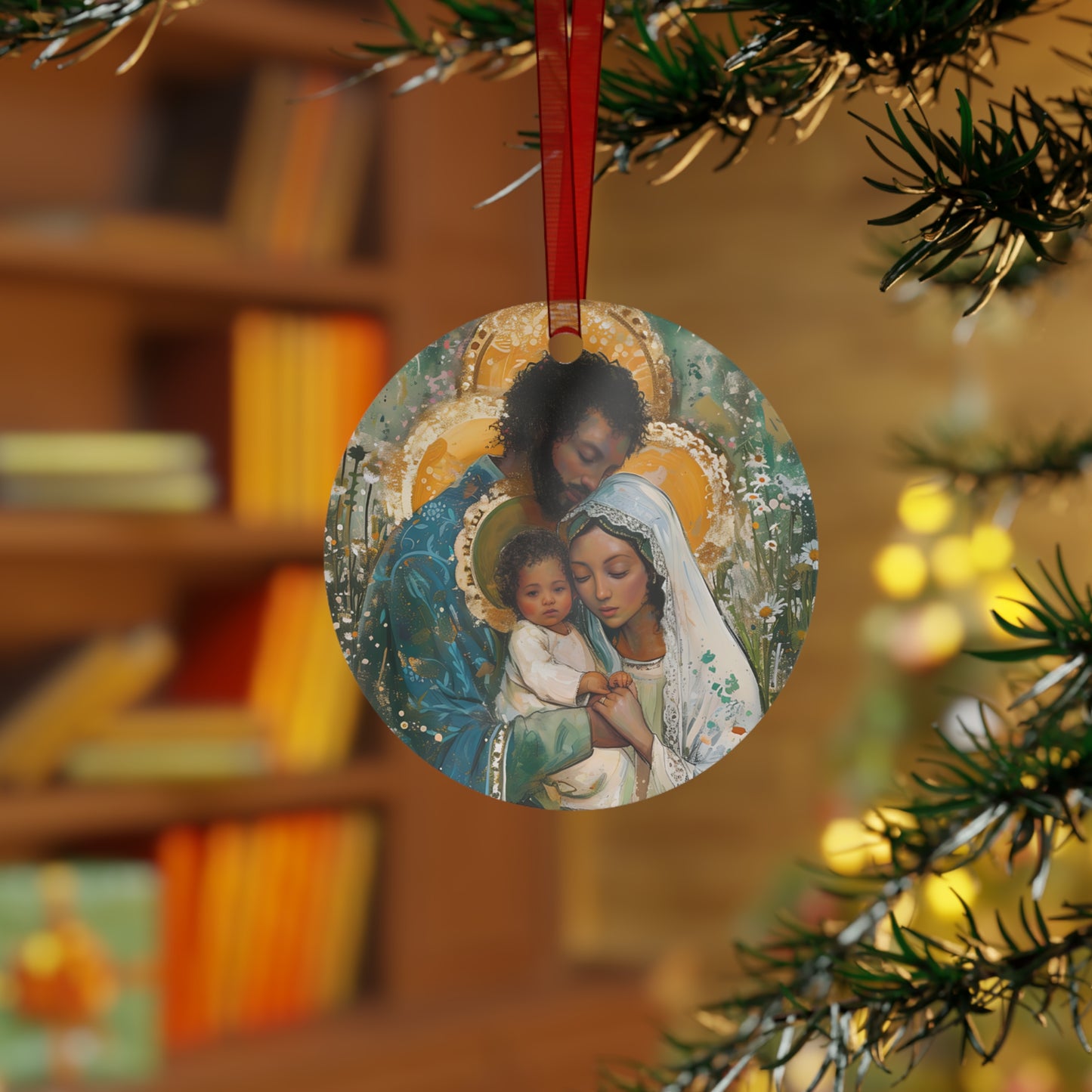 Sacred Sanctuary - Mary, Joseph, and the Infant Jesus Metal Ornament - Religious Holiday Christmas Ornament and Keepsake - Holy Family