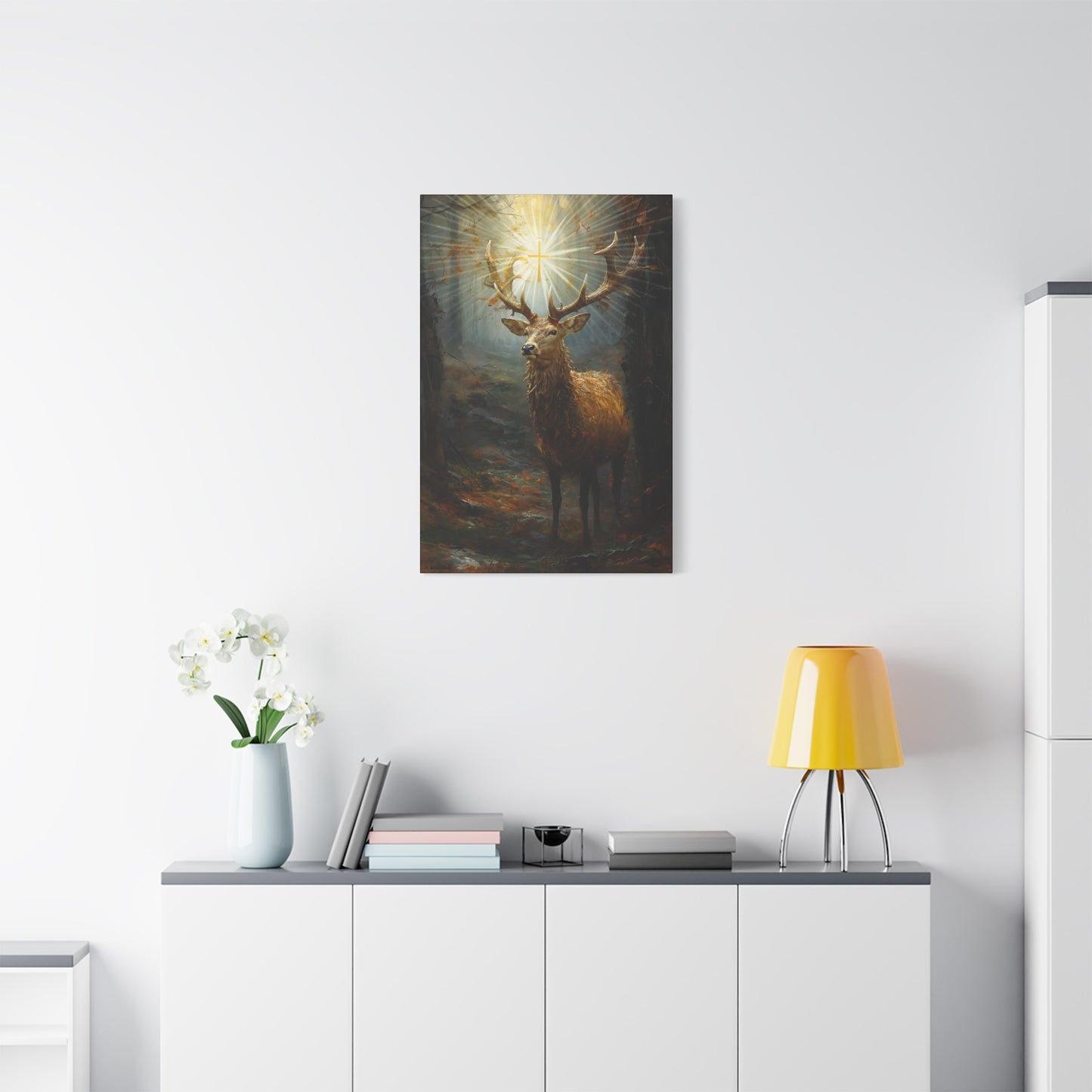 The Stag of Saint Hubert / Saint Hubertus Stag - Museum Wrapped Canvas - Sanctified Souls Print - Religious Art for your Home