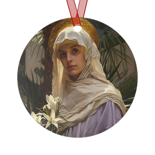 Saint Adele Metal Ornament - Religious Holiday Christmas Ornament and Keepsake - Double sided - Prayer Ornament