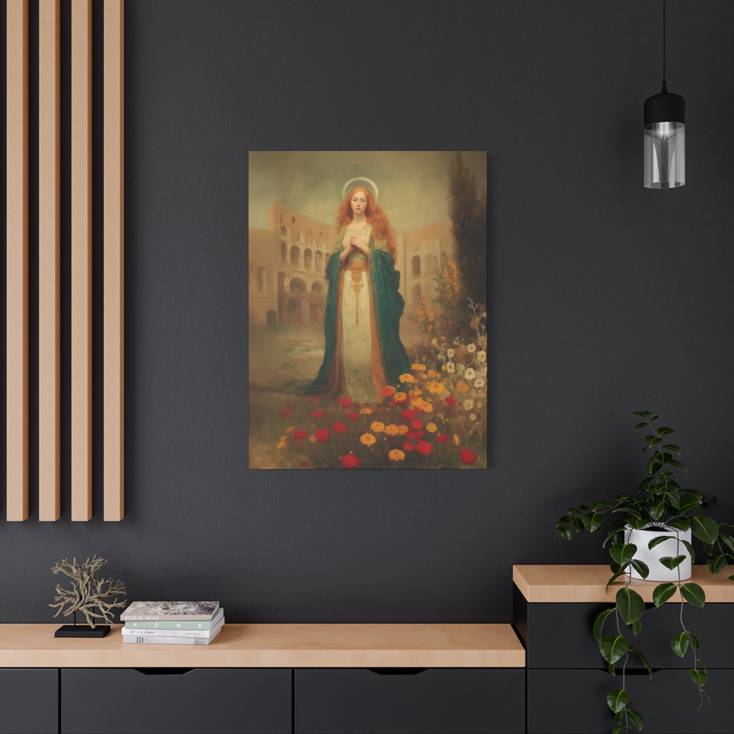 Saint Justina - Multiple Sizes - Catholic Home art - Museum Wrapped Canvas - Sanctified Souls Print - Catholic Martyr Art