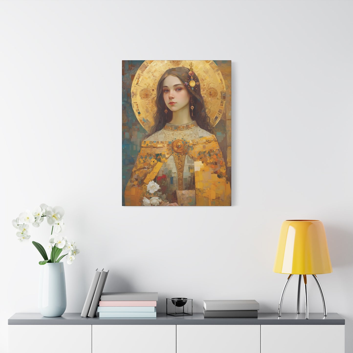 Saint Dymphna - Museum Wrapped Canvas - Sanctified Souls Print - Religious Art for your Home