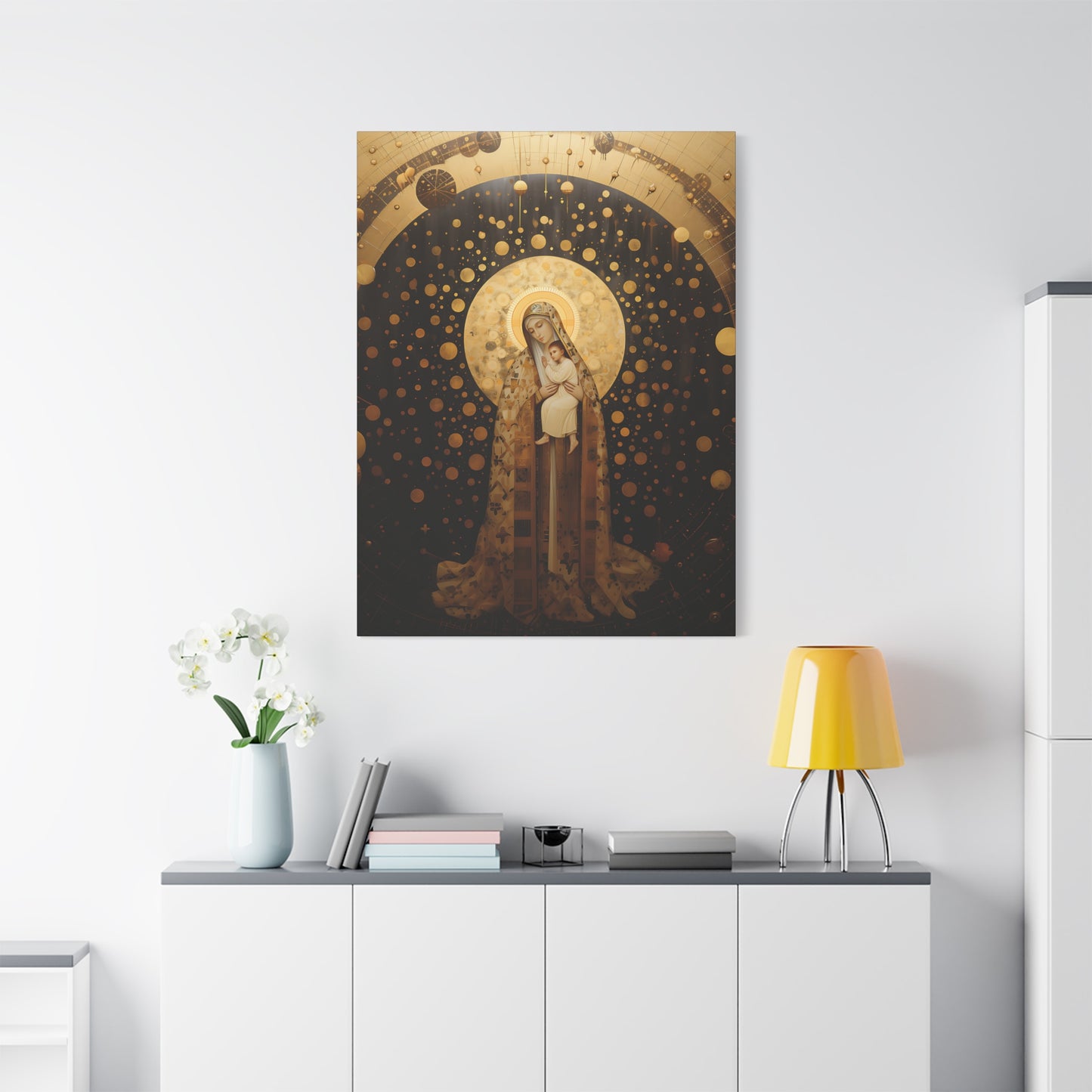 The Golden Mary - Mary the Blessed Virgin - Gallery Wrapped Canvas - Sanctified Souls Print - Religious Art for your Home - Pop Art