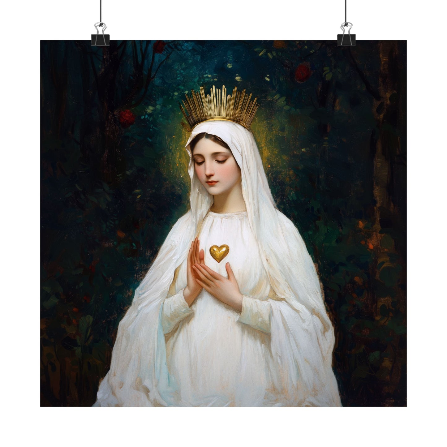Our Lady of Beauraing - Our Lady of the Golden Heart - Marian Art - Sanctified Souls Print - Multiple Sizes - Premium Vertical Posters