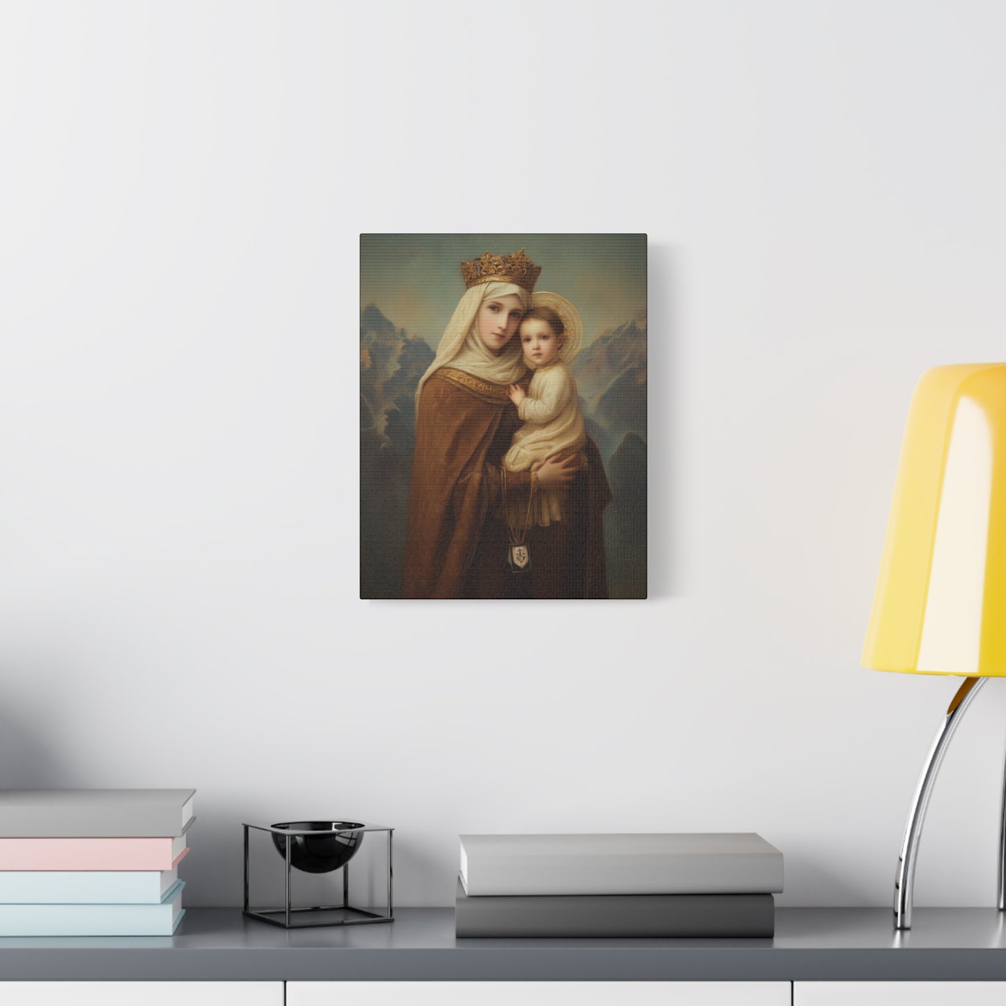 A Cord Between Heaven and Earth - Our Lady of Mount Carmel Wrapped Canvas Print - Multiple Sizes - Catholic Home art Matte Canvas, Stretched