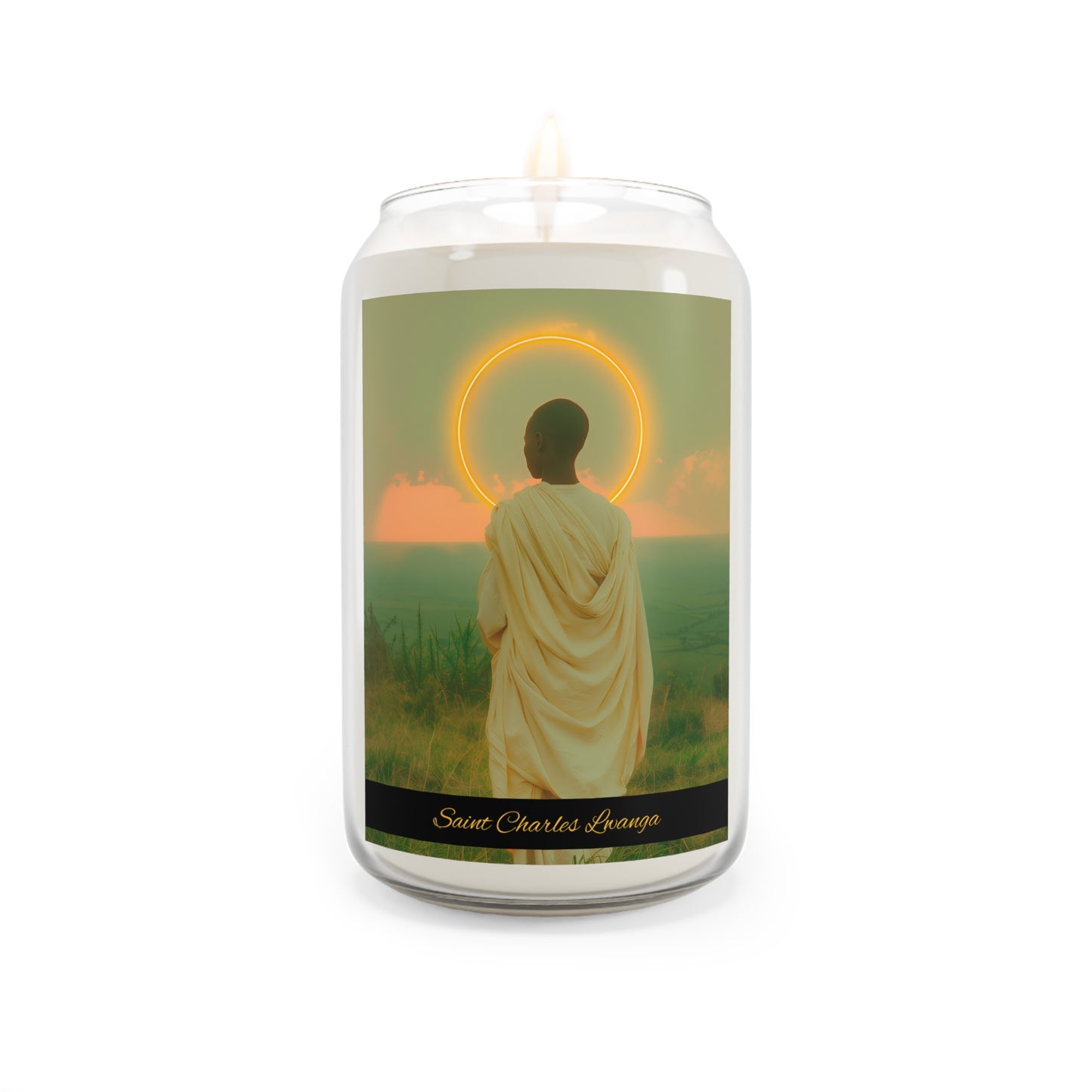 Saint Charles Lwanga - Scented Prayer Candle, 13.75oz -  Candle - Catholic Art - prayer room Scented Candle - Religious Saint