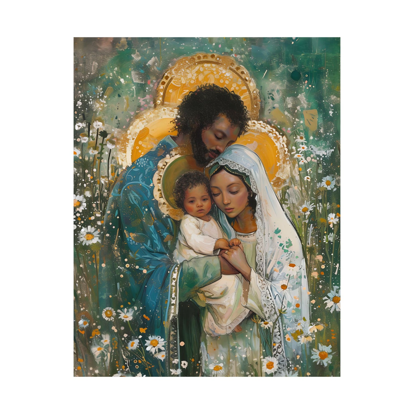 Sacred Sanctuary - Mary, Joseph, and the Infant Jesus - Sanctified Souls Print - Multiple Sizes - Premium Matte Vertical Posters