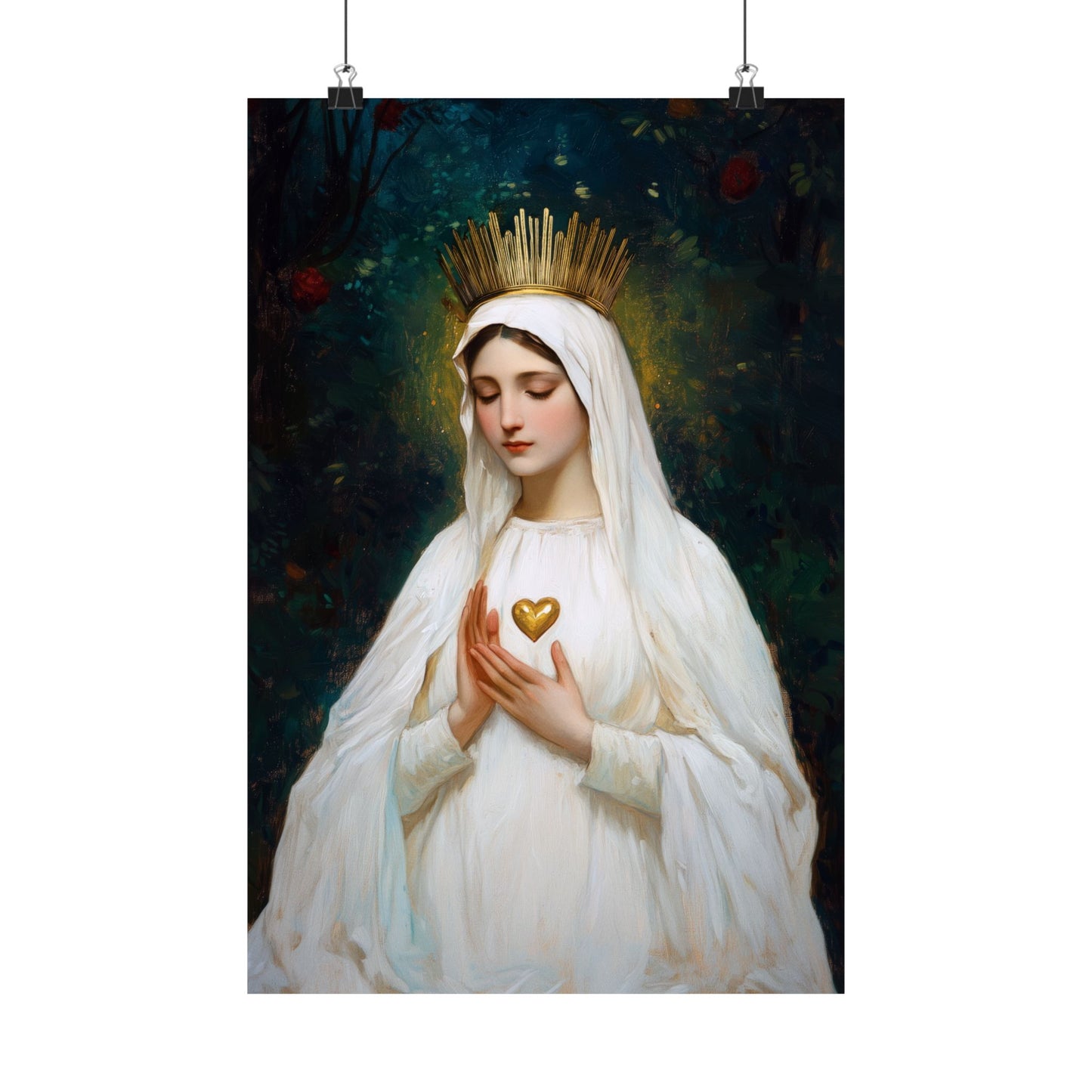 Our Lady of Beauraing - Our Lady of the Golden Heart - Marian Art - Sanctified Souls Print - Multiple Sizes - Premium Vertical Posters