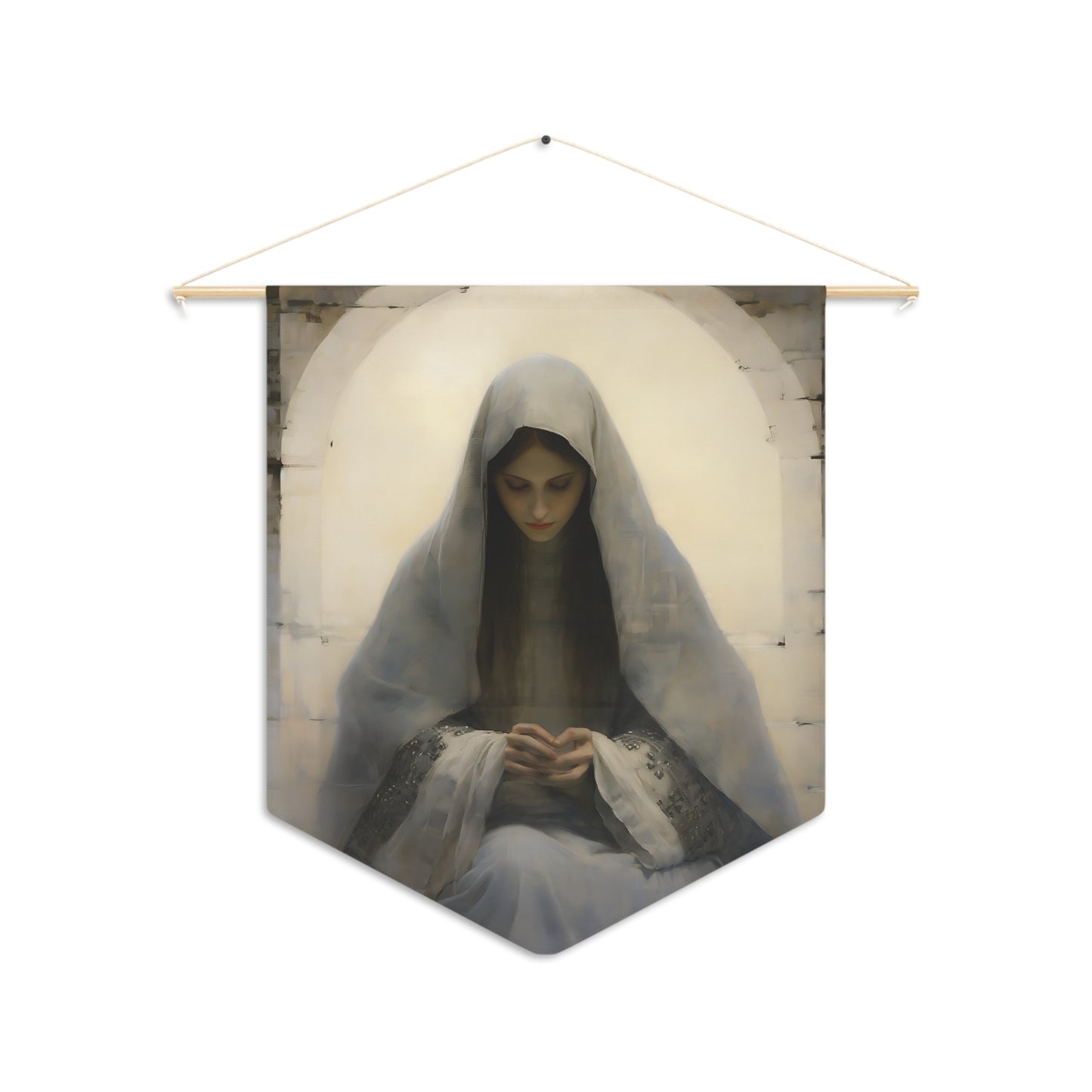 Mary the Blessed Virgin Wall Banner / Wall Hanging / Pennant - Prayer room art - Catholic Home -  18" x 21"