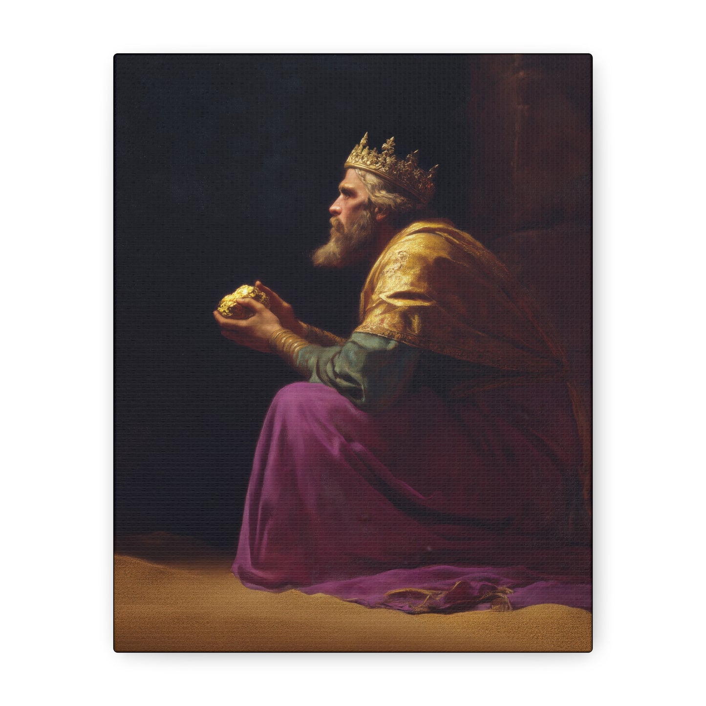 Melchior and the Gift Fit for a King - 3 Wise Men - Gallery Wrapped Canvas - Print - Religious Art for your Home - Catholic