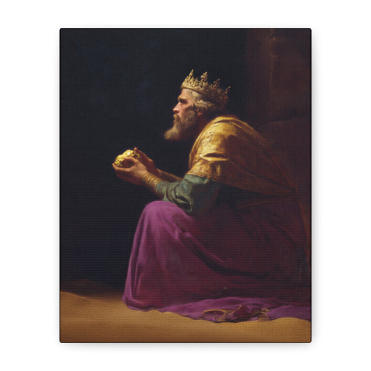Melchior and the Gift Fit for a King - 3 Wise Men - Gallery Wrapped Canvas - Print - Religious Art for your Home - Catholic