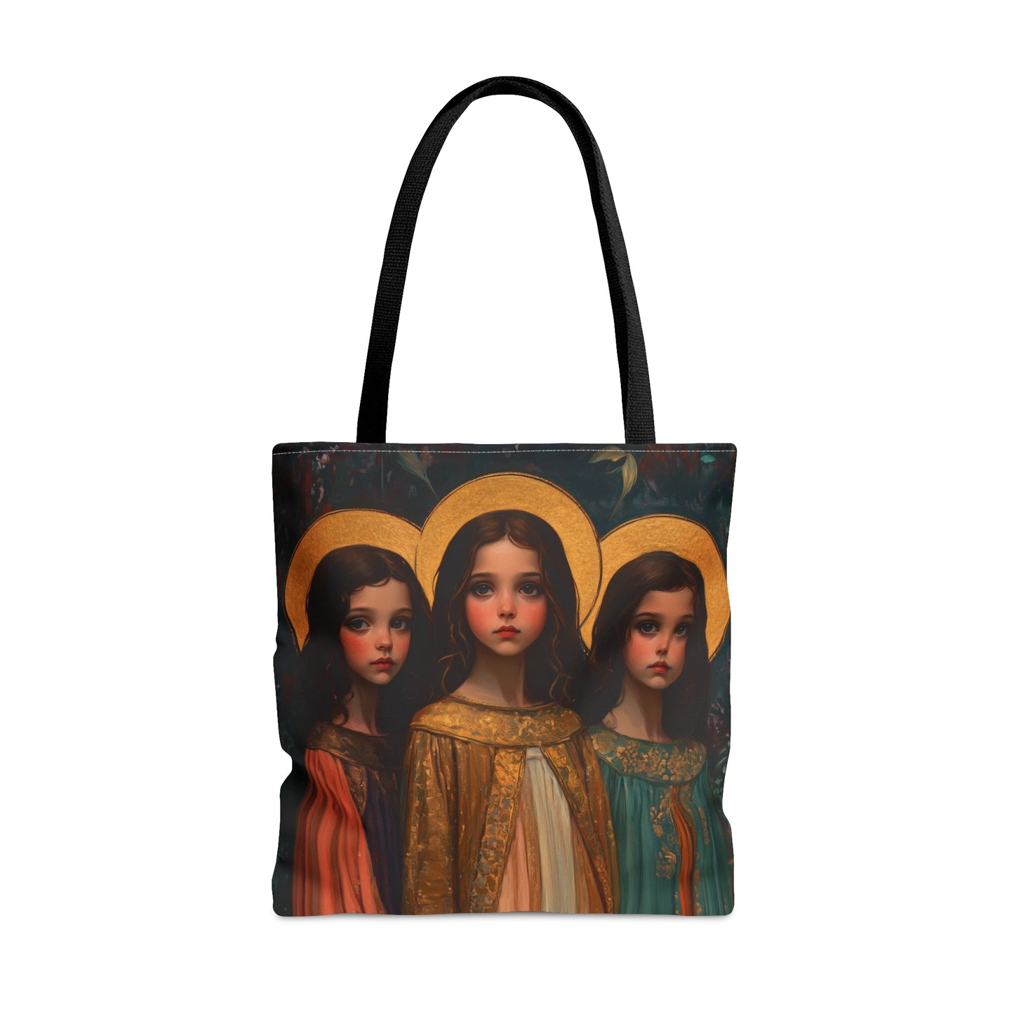 Saints Faith, Hope and Charity - Tote Bag - Large Medium Small Faith Art Bag - Catholic Faith Purse - Double Sided