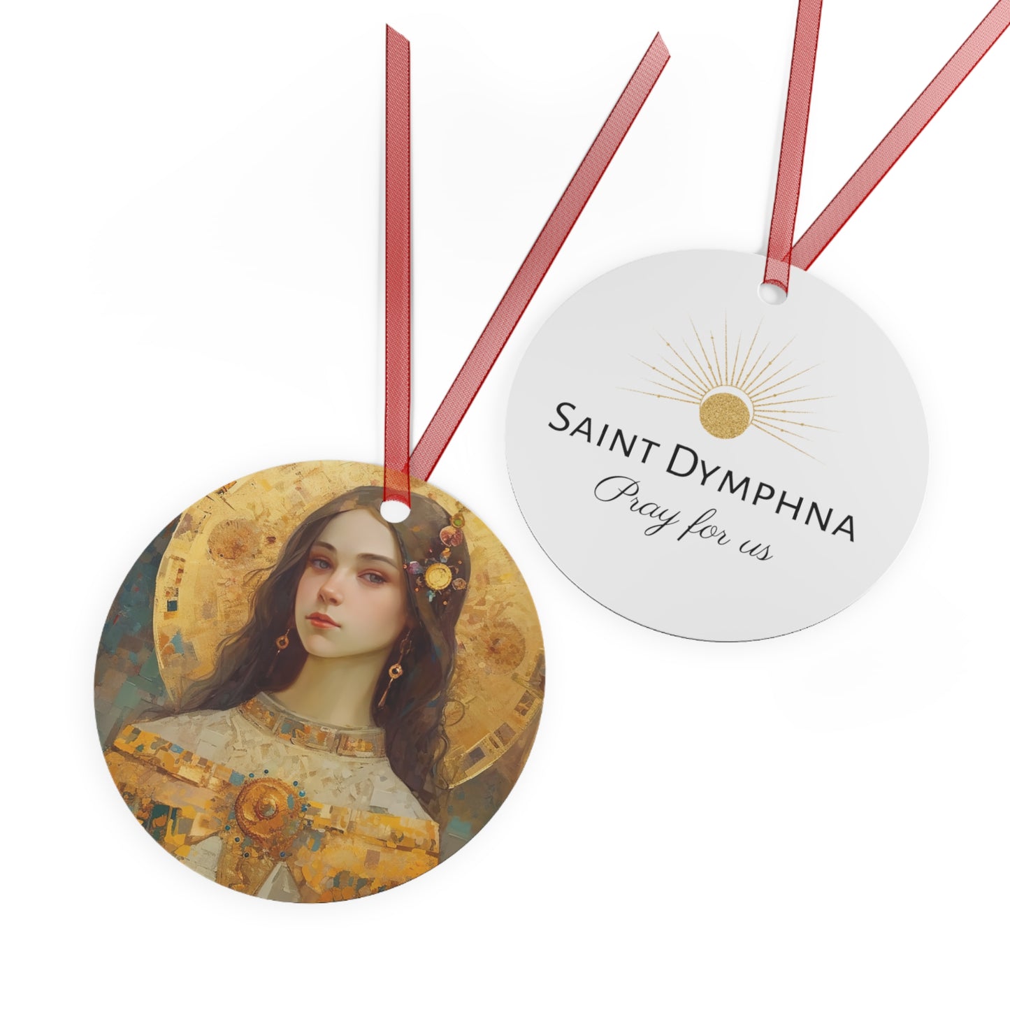 Saint Dymphna - Religious Holiday Christmas Ornament and Keepsake - Double sided Keepsake Religious Ornament