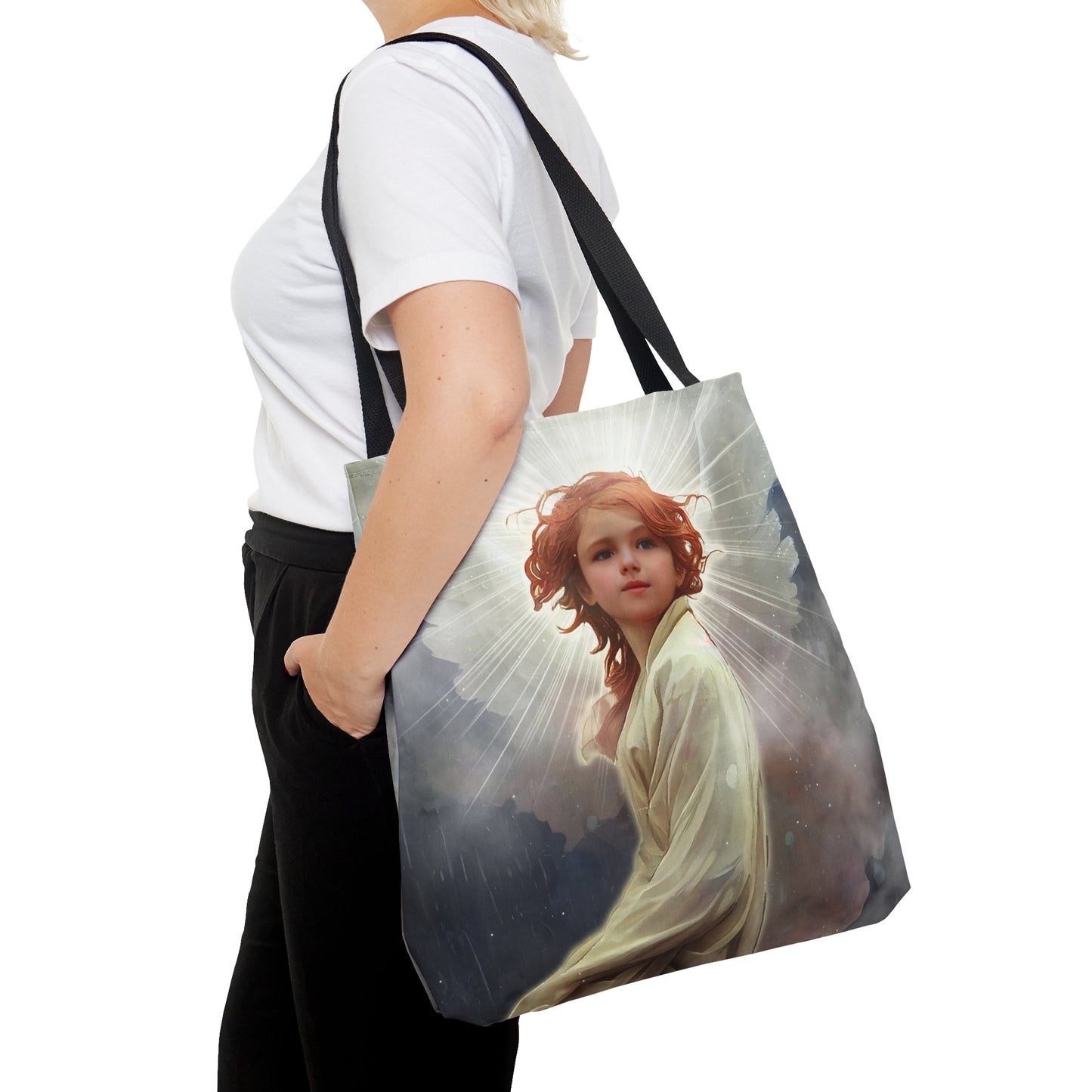 The Archangel Daniel Tote Bag - Large Medium Small - Art Bag -  Guardian Angel Double Sided Purse - Carry All Bag - Spiritual Gift - Divine