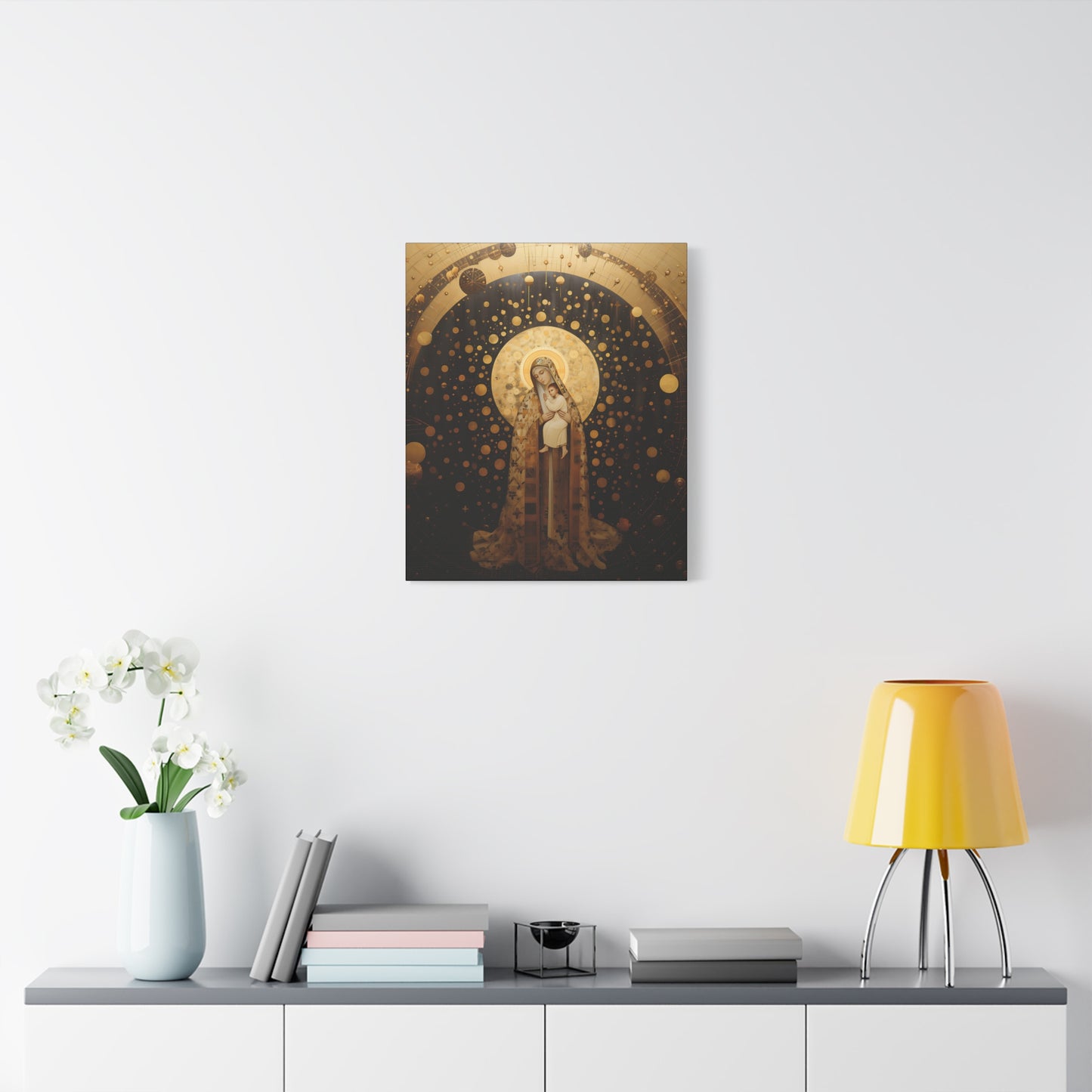 The Golden Mary - Mary the Blessed Virgin - Gallery Wrapped Canvas - Sanctified Souls Print - Religious Art for your Home - Pop Art
