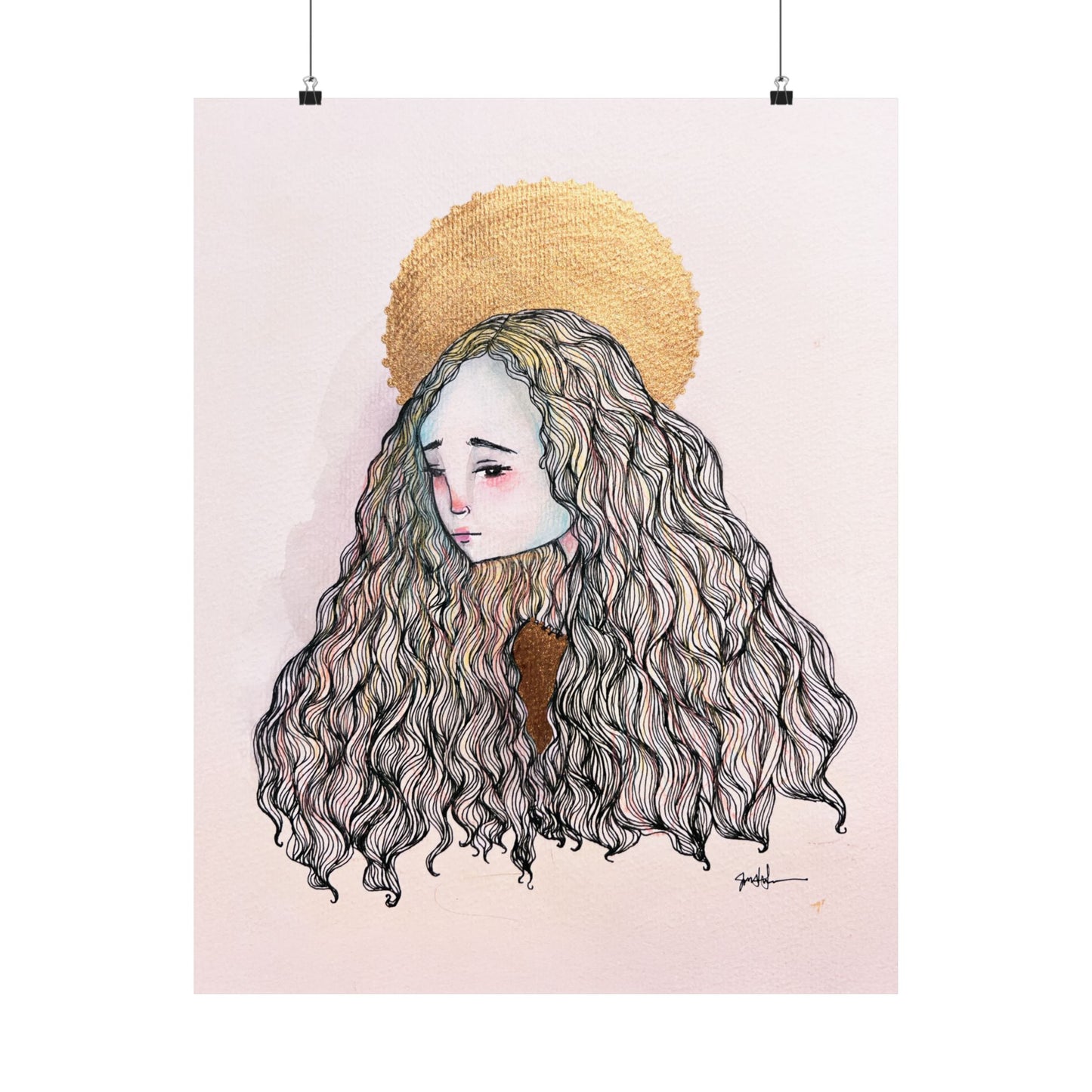 Saint Philomena Poster Print - Hand-Drawn Catholic Art Print | Christian Devotional Wall Art | Sanctified Solocosmo Religious Poster