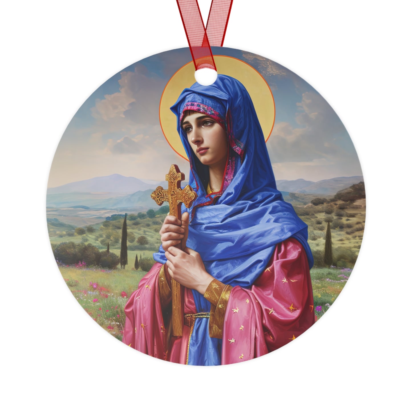 Saint Anysia of Salonika Metal Ornament - Religious Holiday Christmas Ornament and Keepsake - Double sided - Prayer Ornament