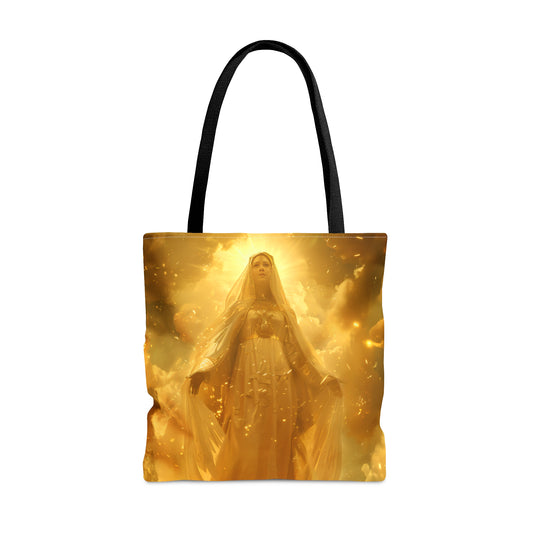 Virgin Mary - Mystical Sun - Golden Mary Tote Bag - Large Medium Small Faith Art Bag - Catholic Faith Purse - Religious Carry All