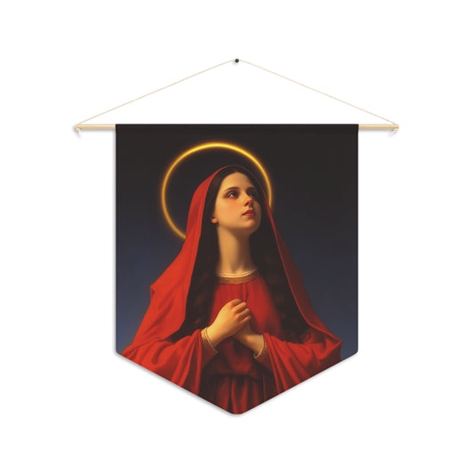 Mary the Blessed Virgin Mother Wall Banner / Wall Hanging / Pennant - Prayer room art - Catholic Home Art - Large Saint Art - 18" x 21"