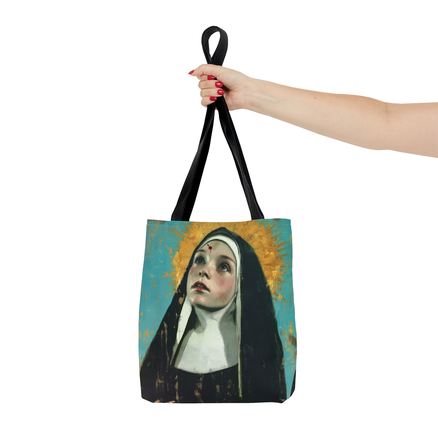 Saint Rita of Cascia Tote Bag - Large Medium Small Faith Art Bag - Catholic Faith Purse - Double Sided - Religious Art Purse