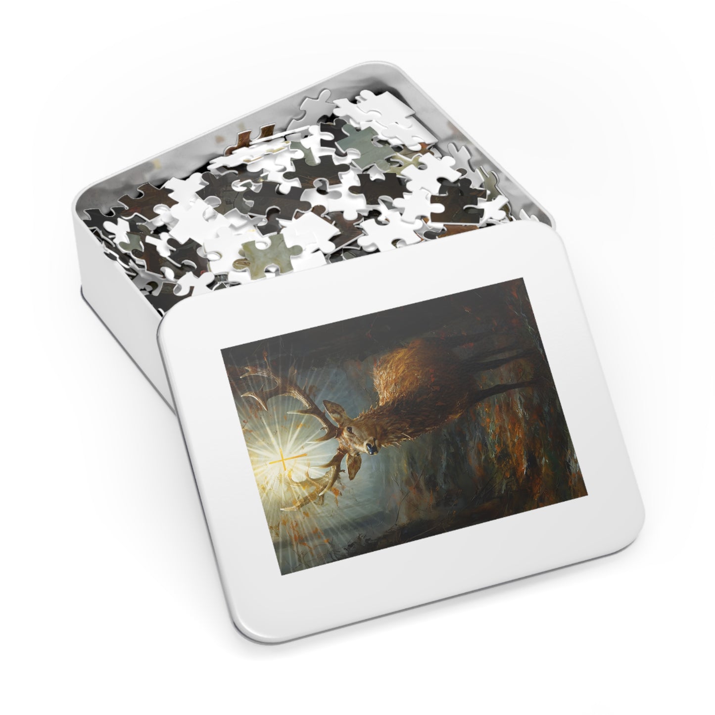 The Stag of Saint Hubert / Saint Hubertus Stag - Puzzle and Keepsake Tin - Jigsaw Puzzle (30, 110, 252, 500,1000-Piece) - Religious Puzzle