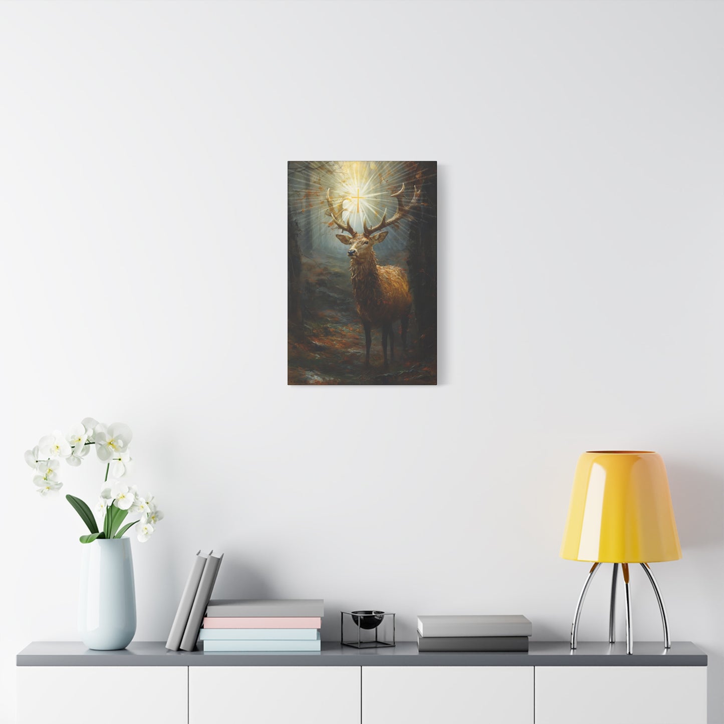 The Stag of Saint Hubert / Saint Hubertus Stag - Museum Wrapped Canvas - Sanctified Souls Print - Religious Art for your Home