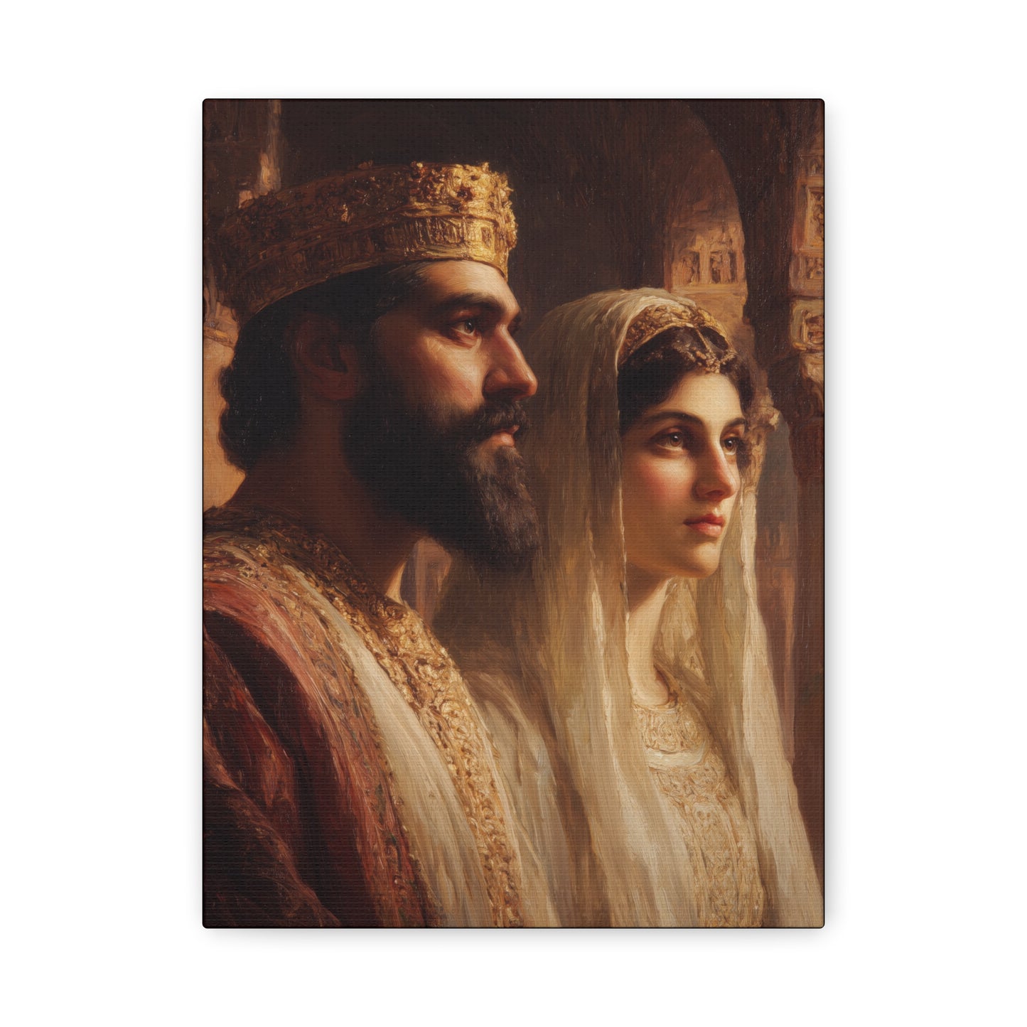King Xerxes and Queen Esther  - Gallery Wrapped Canvas - Print - Religious Art for your Home - Catholic Art Print