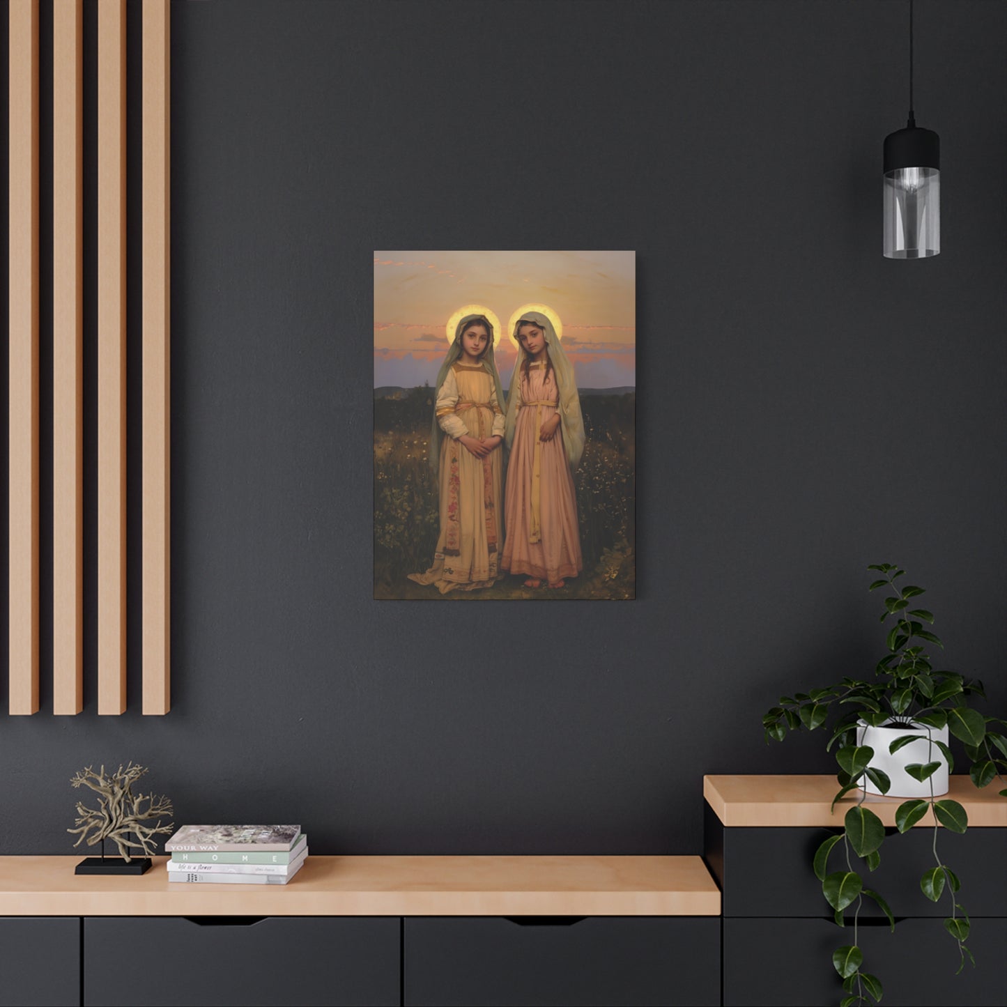 Saints Nunilo and Alodia - Museum Wrapped Canvas - Print - Religious Art for your Home - Christian print - Prayer Room Catholic Saint