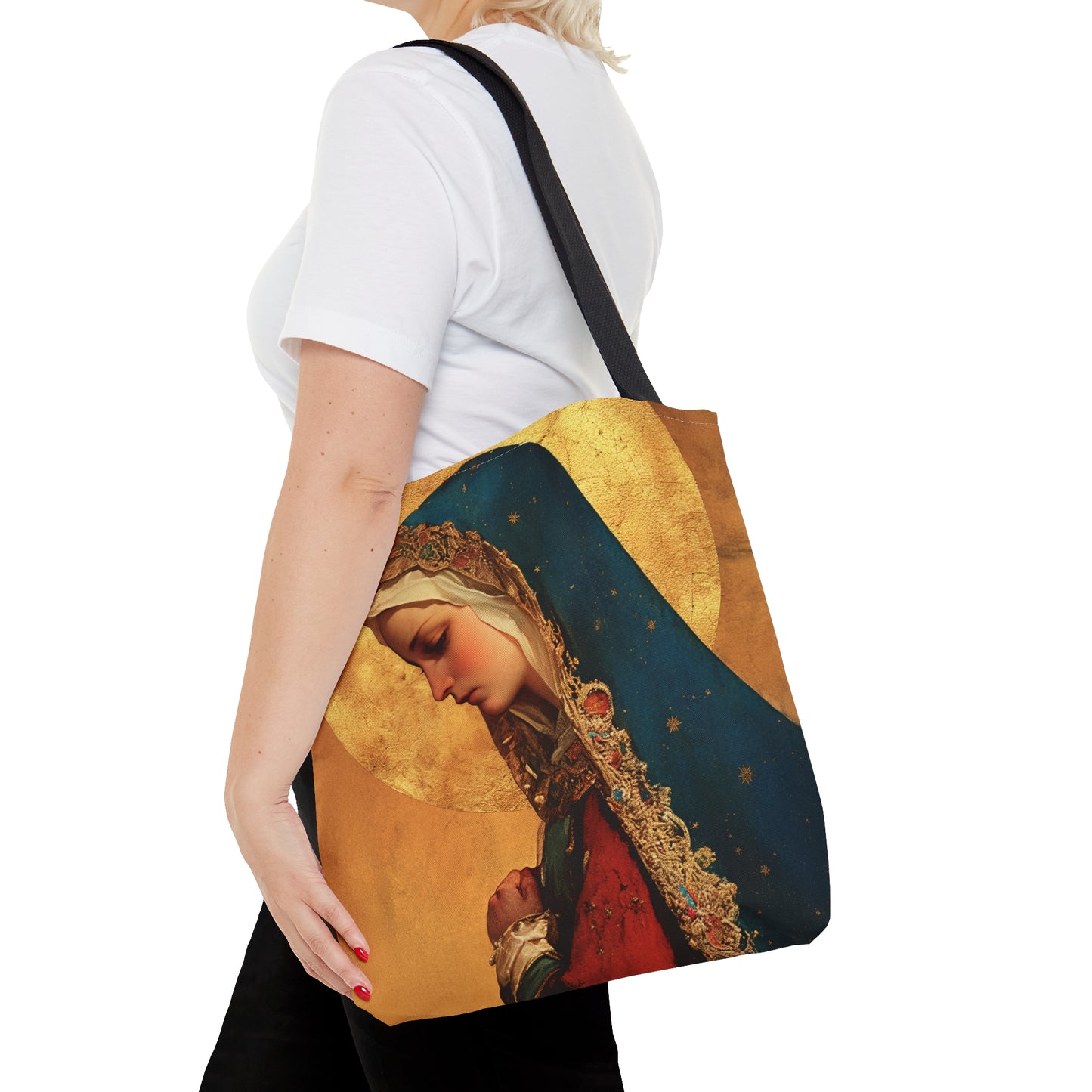 Our Lady of Mercy / Our Lady of Ransom - Tote Bag - Large Medium Small Faith Art Bag - Bible Study Faith Purse - Double Sided Prayer Tote
