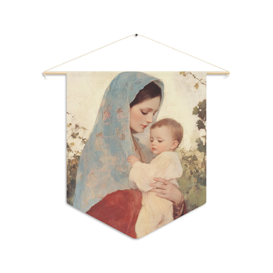 Our Lady of the Grapes / Out Lady of the Harvest Wall Banner / Wall Hanging - Christian Art - Prayer room - 18" x 21" - Mother Mary