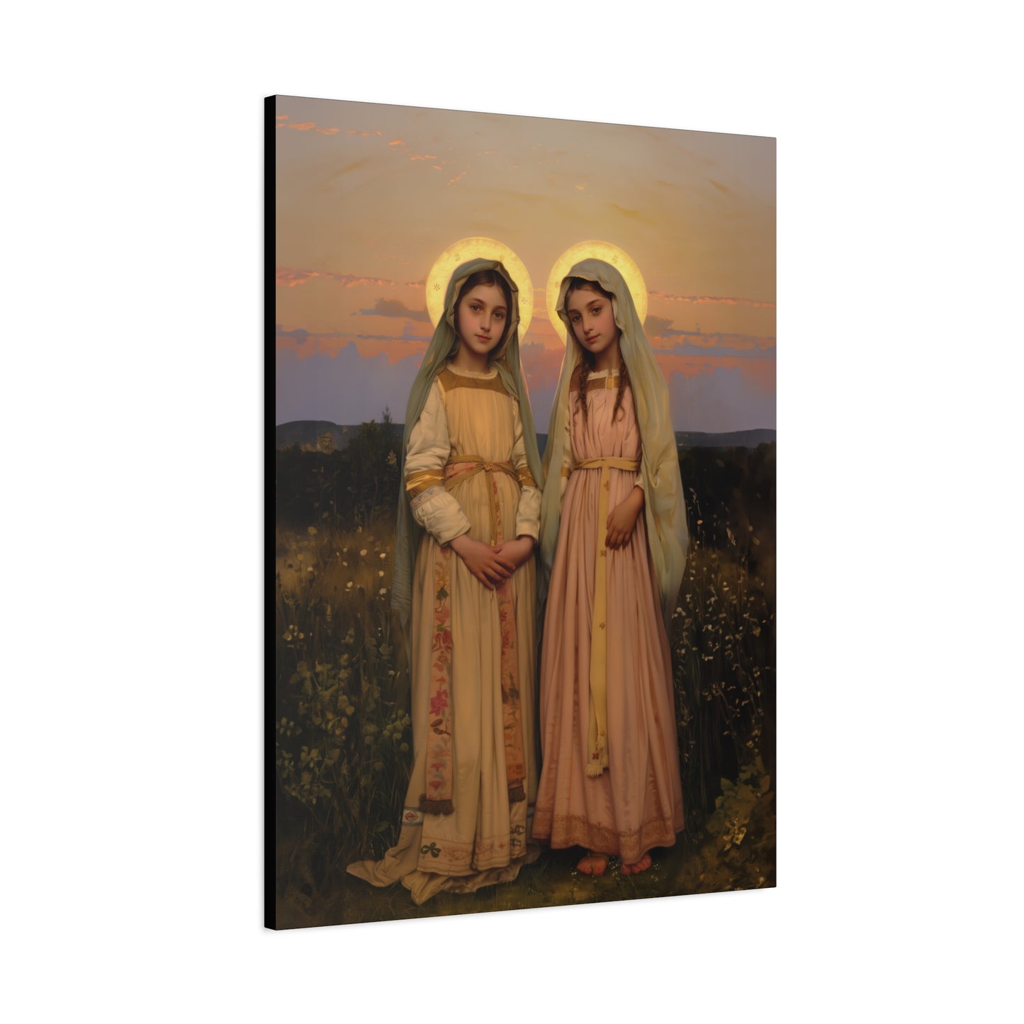 Saints Nunilo and Alodia - Museum Wrapped Canvas - Print - Religious Art for your Home - Christian print - Prayer Room Catholic Saint