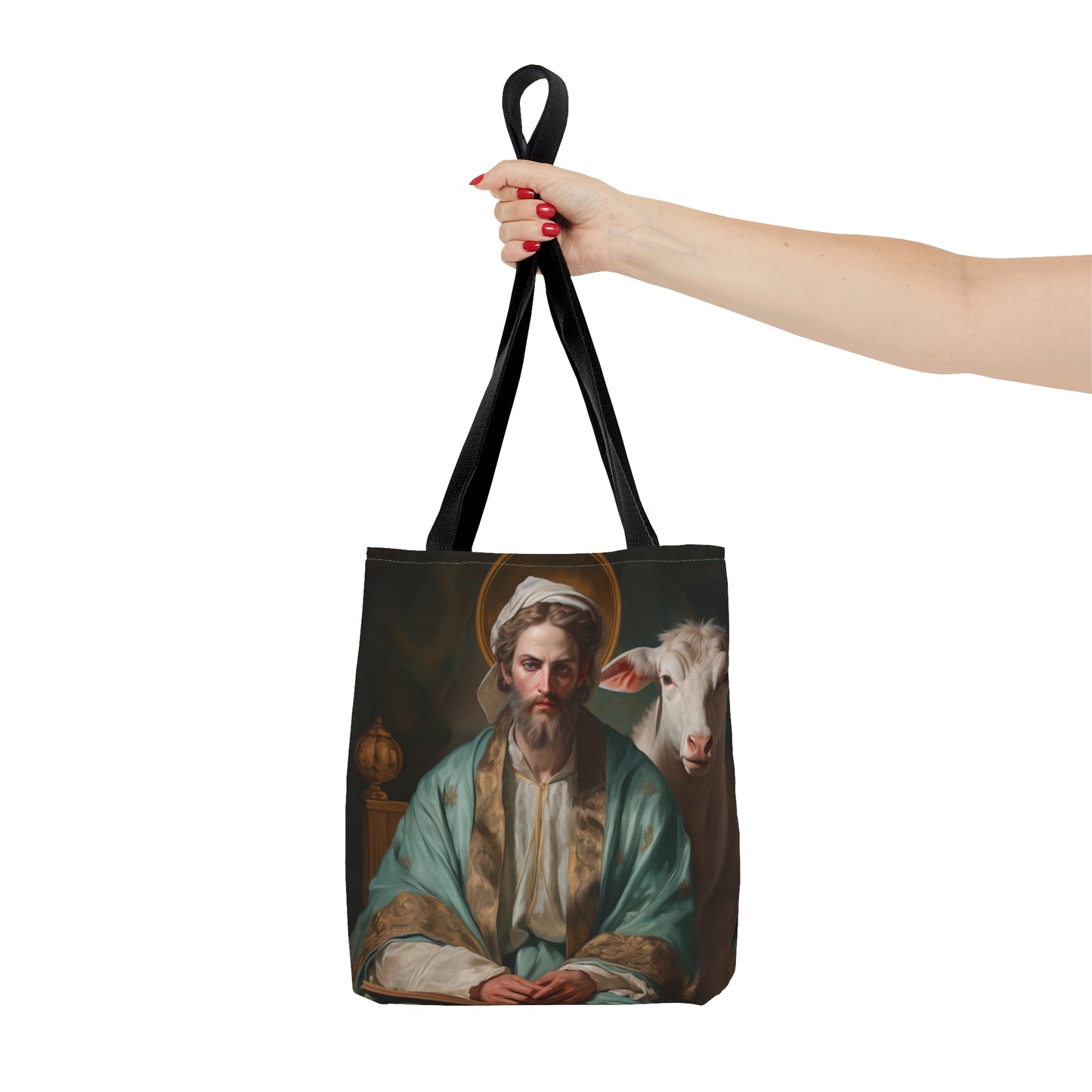 Saint Luke the Evangelist Tote Bag - Large Medium Small Faith Art Bag - Re usable Tote Purse - Double Sided - Catholic Art Bag
