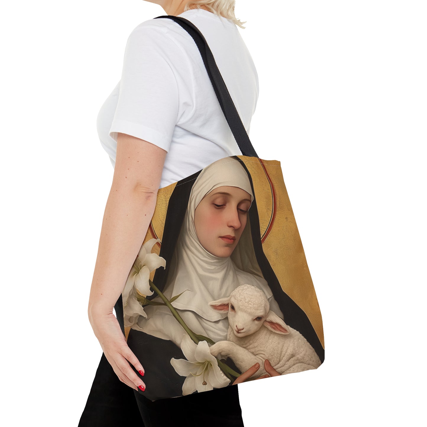 Saint Agnes of Montepulciano Tote Bag - Large Medium Small Faith Art Bag - Catholic Faith Purse - Religious Carry All Reusable Tote Bag