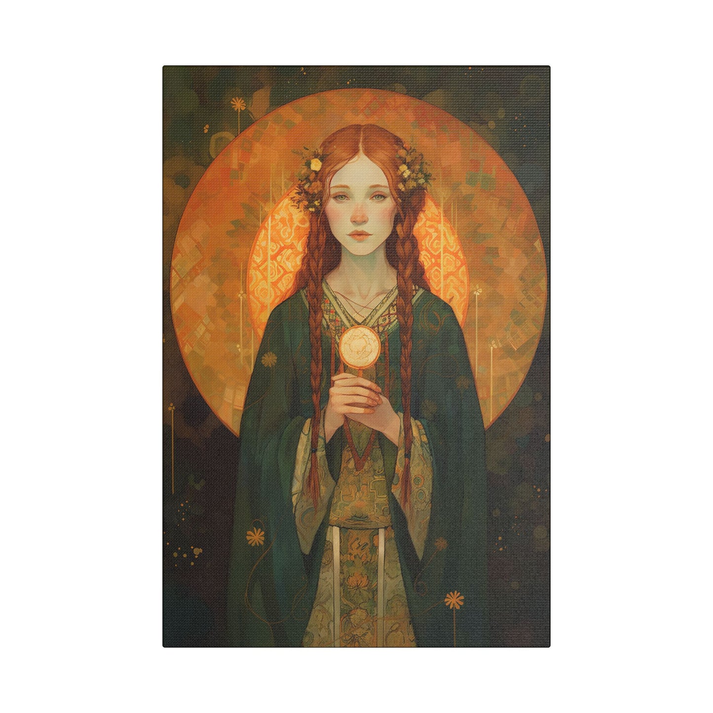 Saint Brigid of Ireland Canvas Print - Multiple Sizes - Catholic Home art - Museum Wrapped Canvas - Sanctified Souls Print