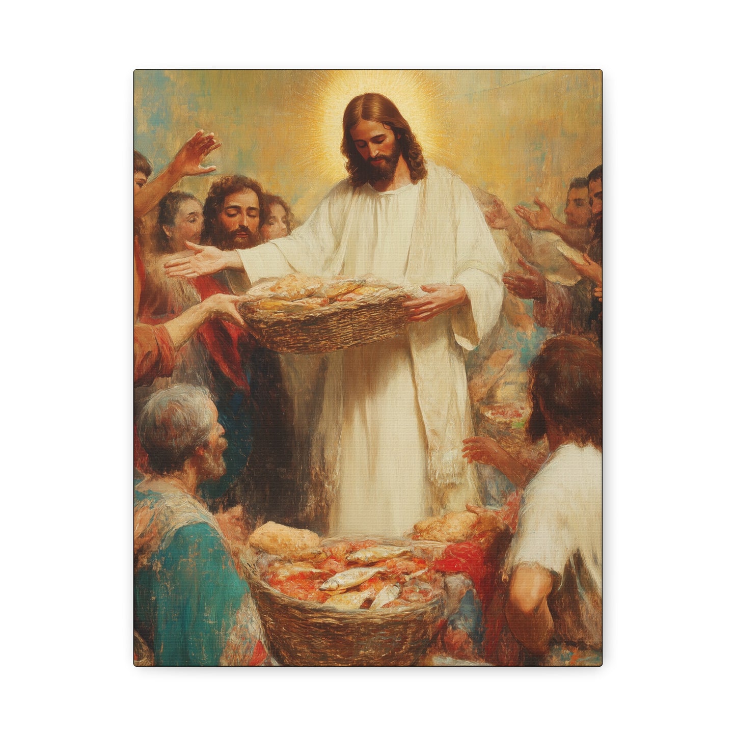 The Quiet Multiplication of Love : Loaves and Fishes - Gallery Wrapped Canvas - Print - Religious Art for your Home - Catholic Art
