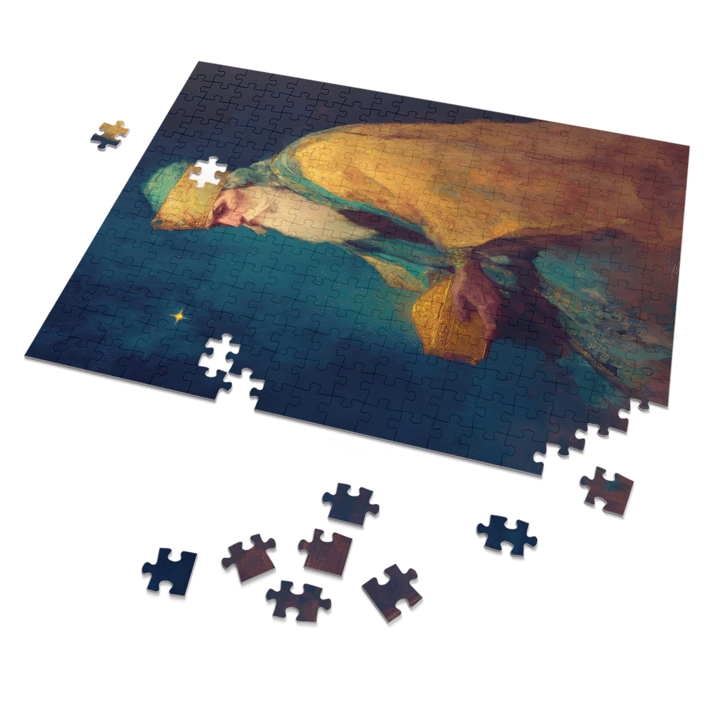 Caspar and the Offering of Worship - 3 Wise Men - Puzzle and Keepsake Tin - Religious Jigsaw Puzzle (30, 110, 252, 500,1000-Piece)