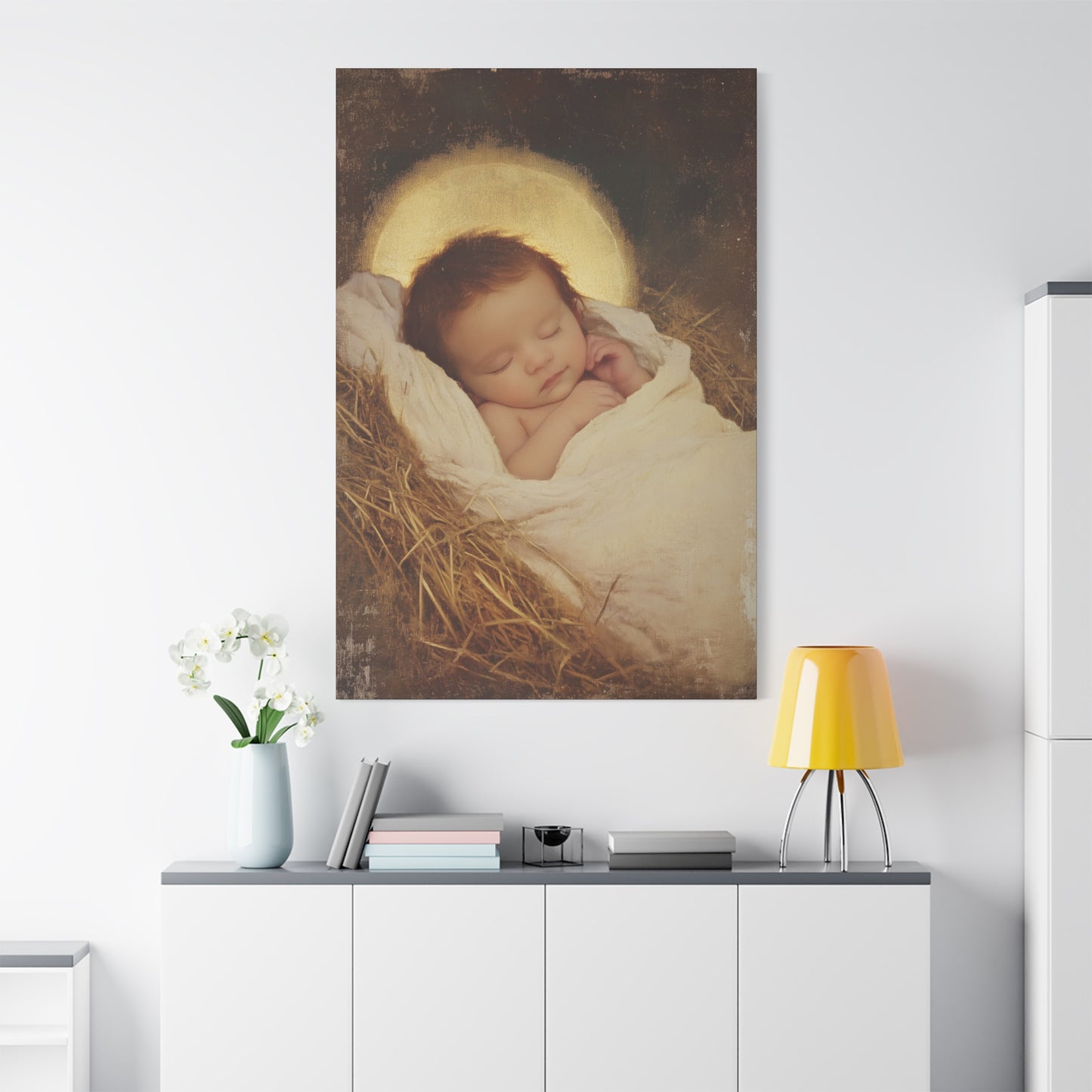 Jesus, the Newborn Light of the World - Gallery Wrapped Canvas - Print - Religious Art for your Home - Catholic Art Print