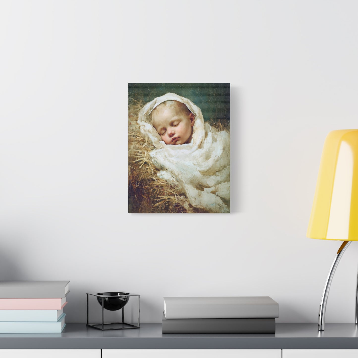 The Christ Child Resting in the Silence of the Manger - Gallery Wrapped Canvas - Print - Religious Art for your Home - Catholic Art Print