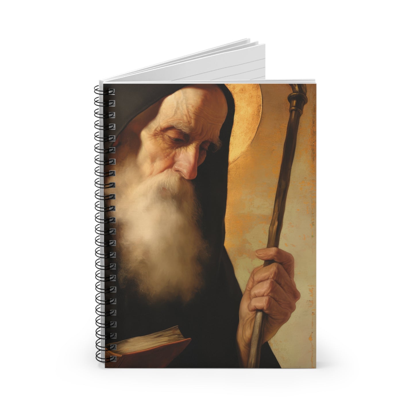 Saint Benedict  - Sanctified Souls Art - Religious Based Notebook - Spiral Notebook - Prayer journal