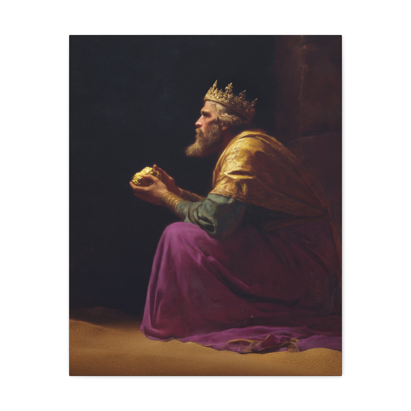 Melchior and the Gift Fit for a King - 3 Wise Men - Gallery Wrapped Canvas - Print - Religious Art for your Home - Catholic