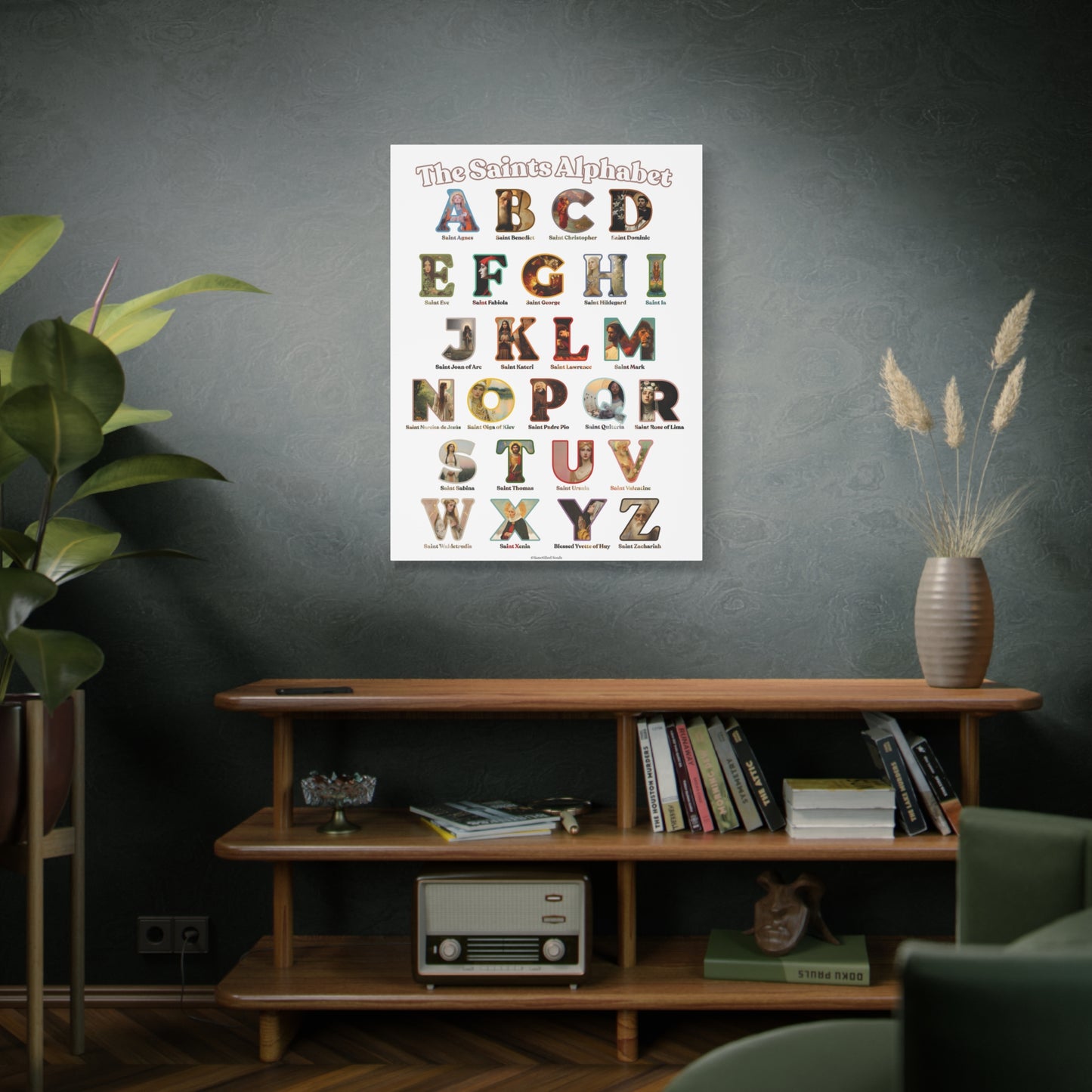 Catholic Saints ABC Alphabet Canvas - A to Z Saints Wall Art - Catholic Saints Chart - Catholic Nursery / Homeschool - Saints of the Church
