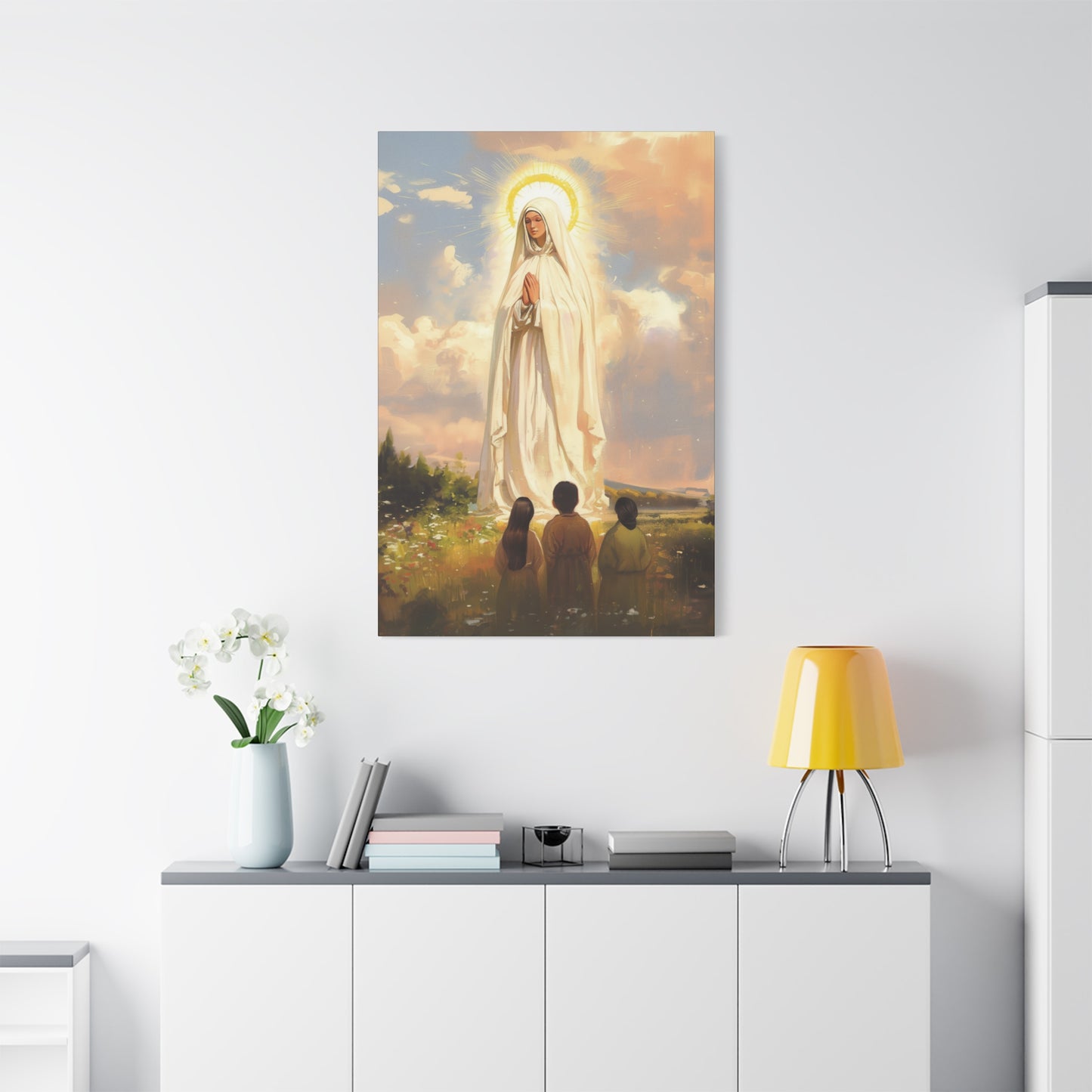 Our Lady of Fátima - Gallery Wrapped Canvas - Print - Religious Art for your Home - Catholic art print - prayer room art