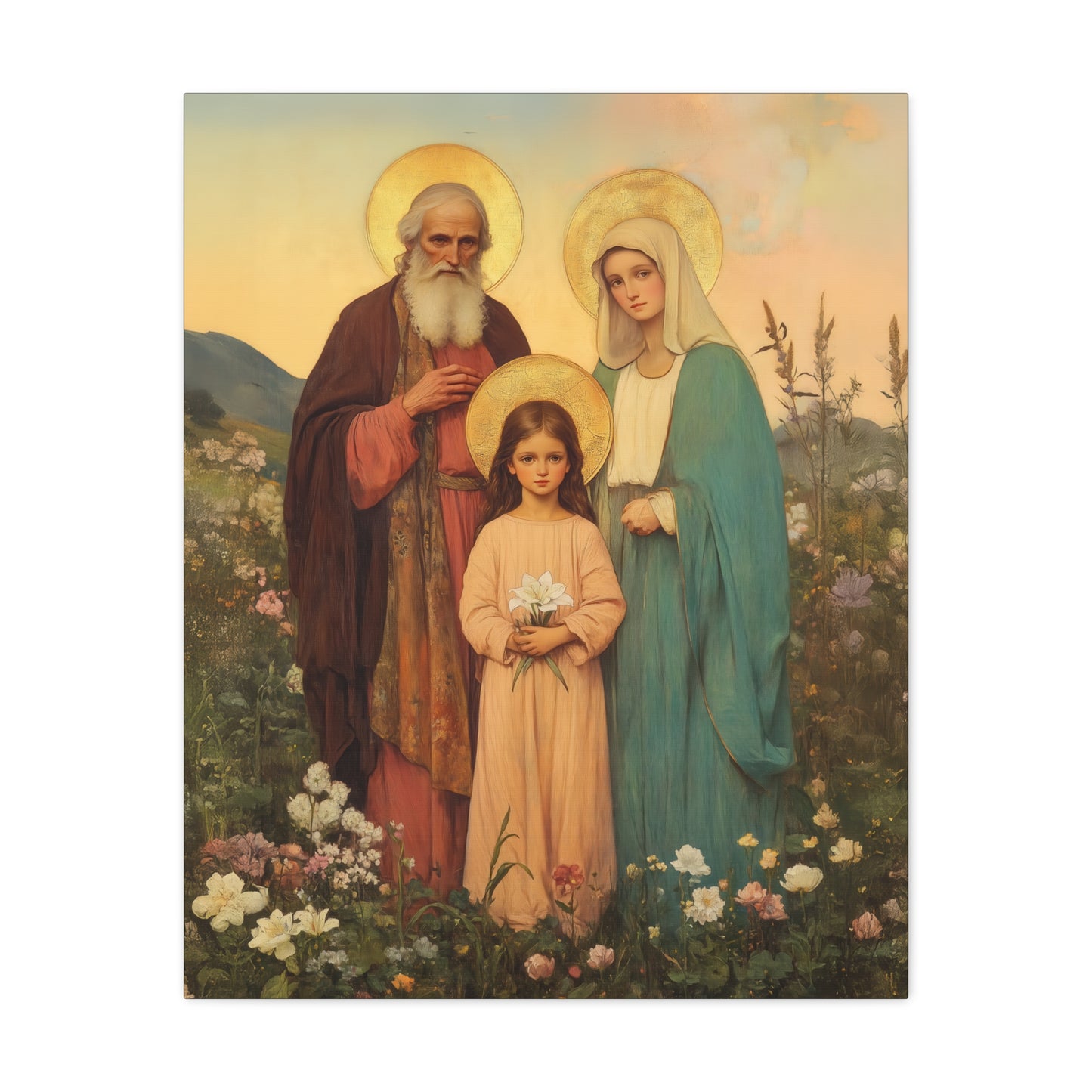 Saints Joachim and Anne with Young Mary - Gallery Wrapped Canvas - Print - Religious Art for your Home - Catholic Art