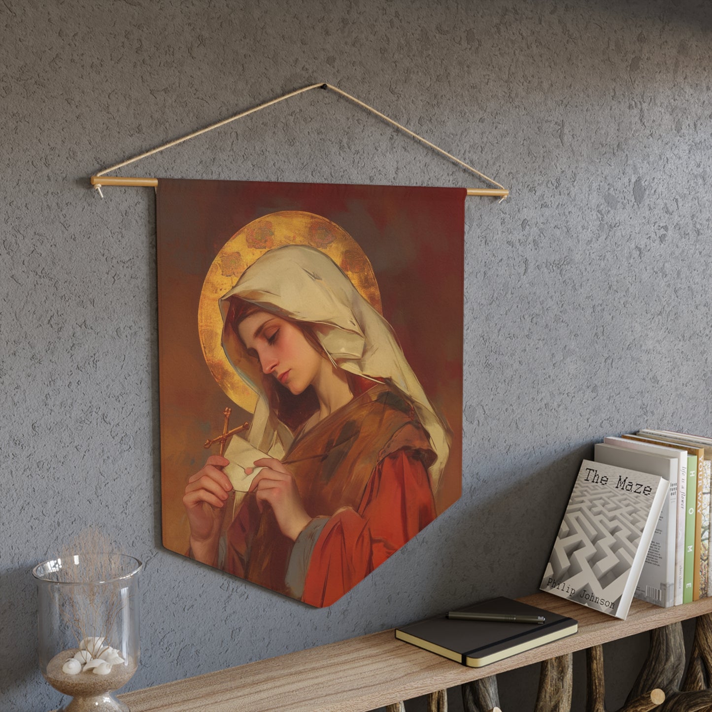 Saint Phoebe Pennant / Banner / Wall Hanging - Prayer room art - 18" x 21" - Catholic prayer Religious - Large Print
