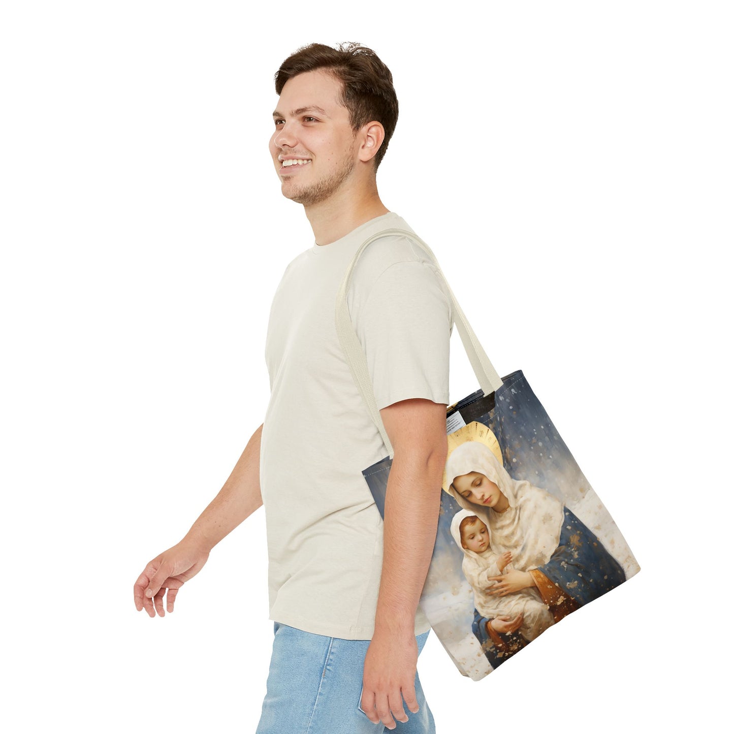 Winter's Grace : Our Lady of the Snows Tote Bag - Catholic faith inspired carry-all purse - day to day bag - Double Sided
