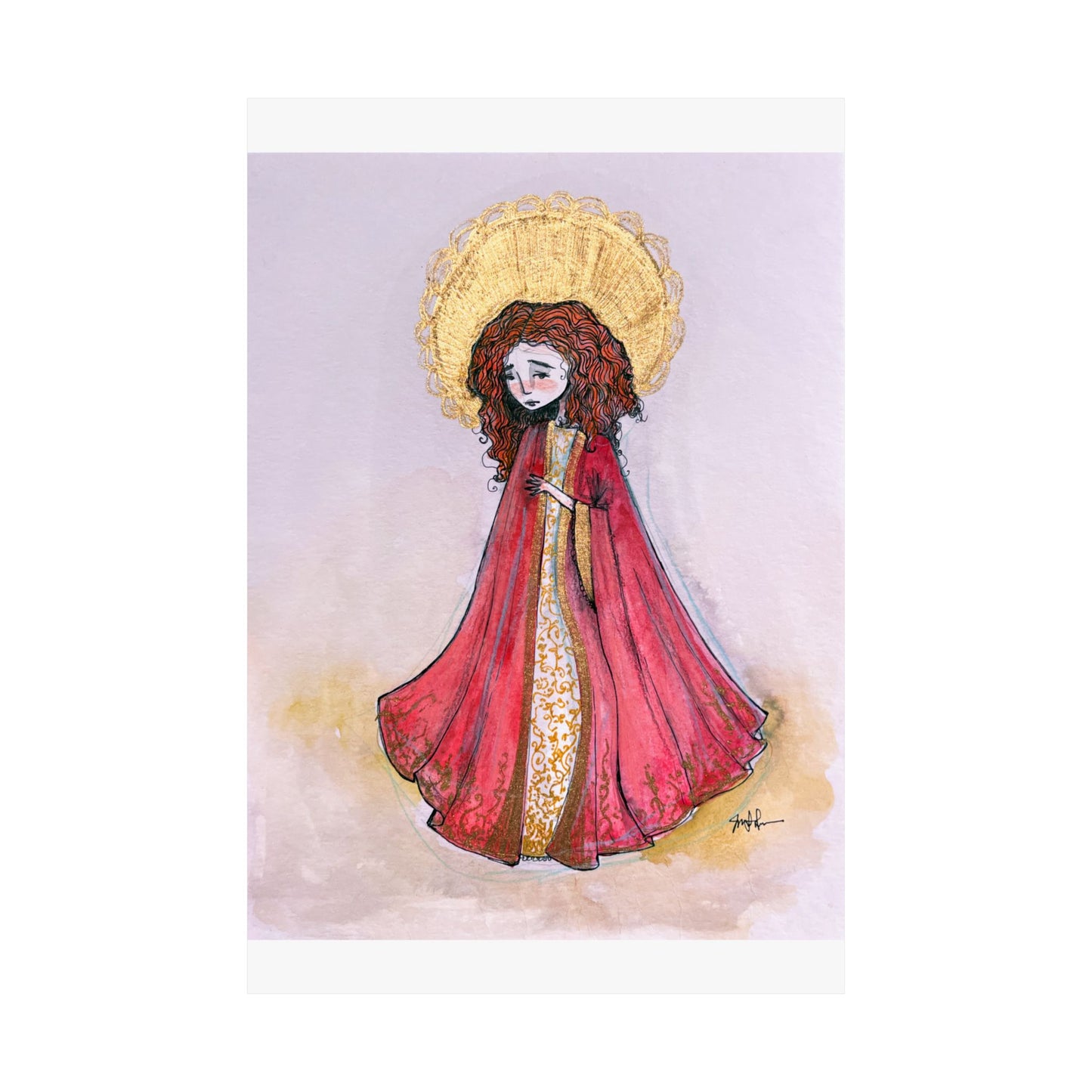 Saint Bibiana Hand-Drawn Catholic Art Print | Christian Devotional Wall Art | Sanctified Solocosmo Religious Poster