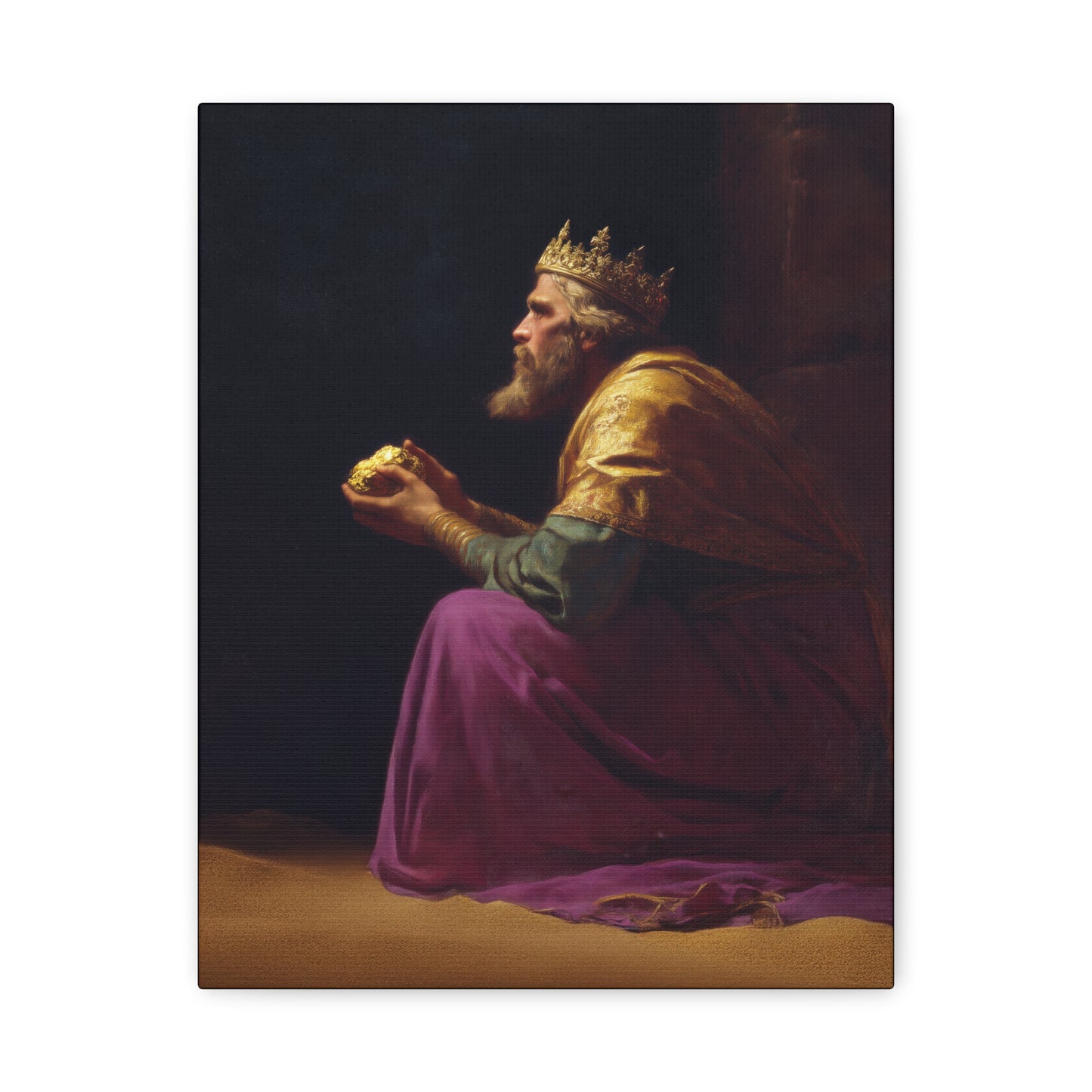 Melchior and the Gift Fit for a King - 3 Wise Men - Gallery Wrapped Canvas - Print - Religious Art for your Home - Catholic