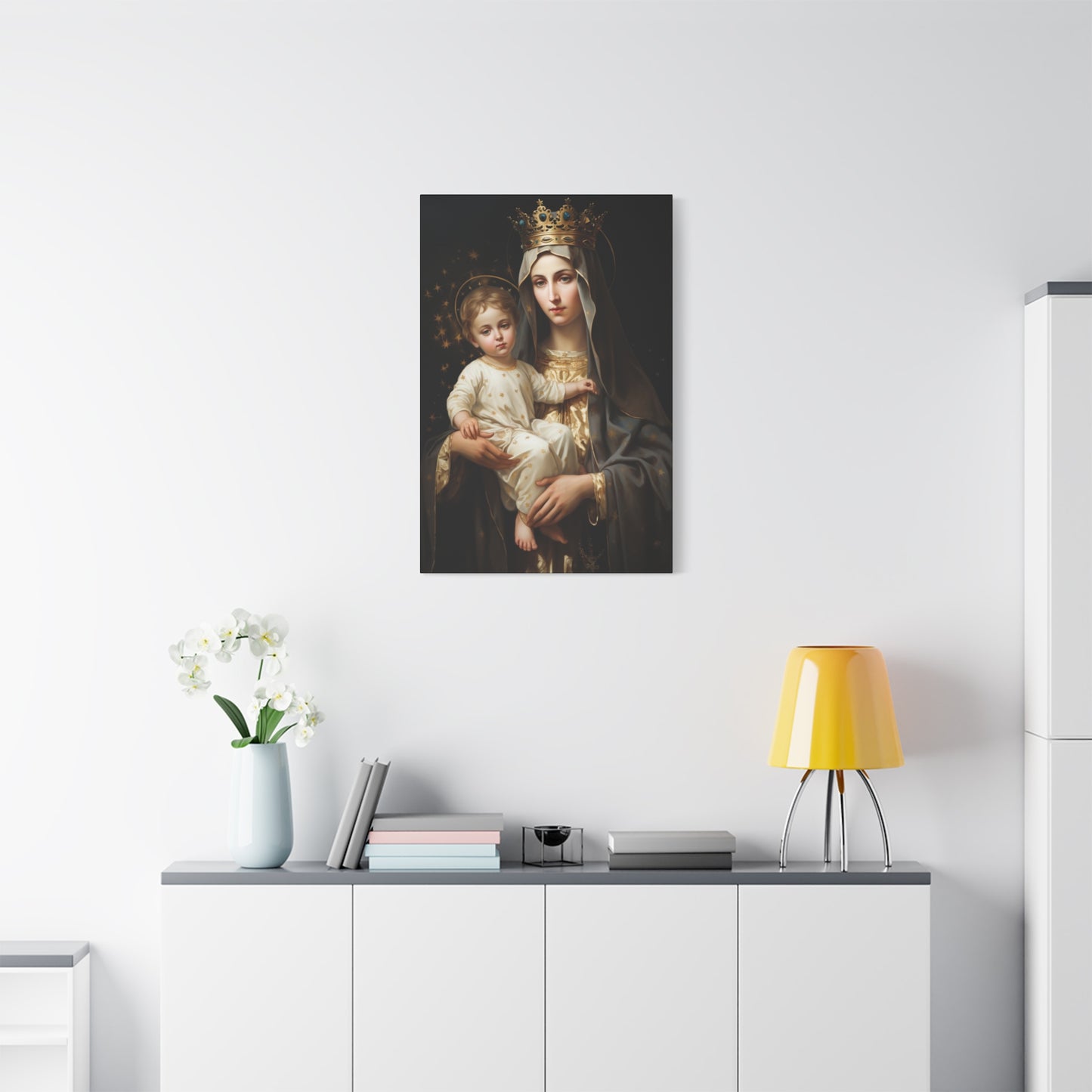 Our Lady of Mount Carmel - Museum Wrapped Canvas - Sanctified Souls Print - Mary the Blessed Virgin