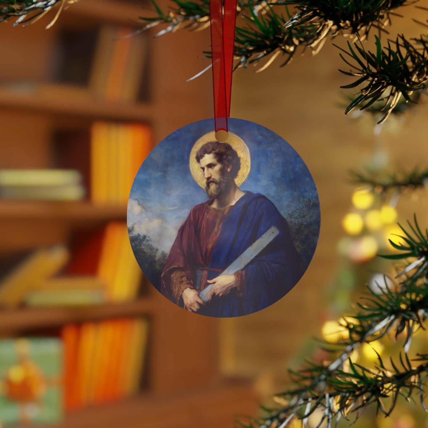 Saint Simon the Apostle  - Metal Ornament - Religious Holiday Christmas Ornament and Keepsake