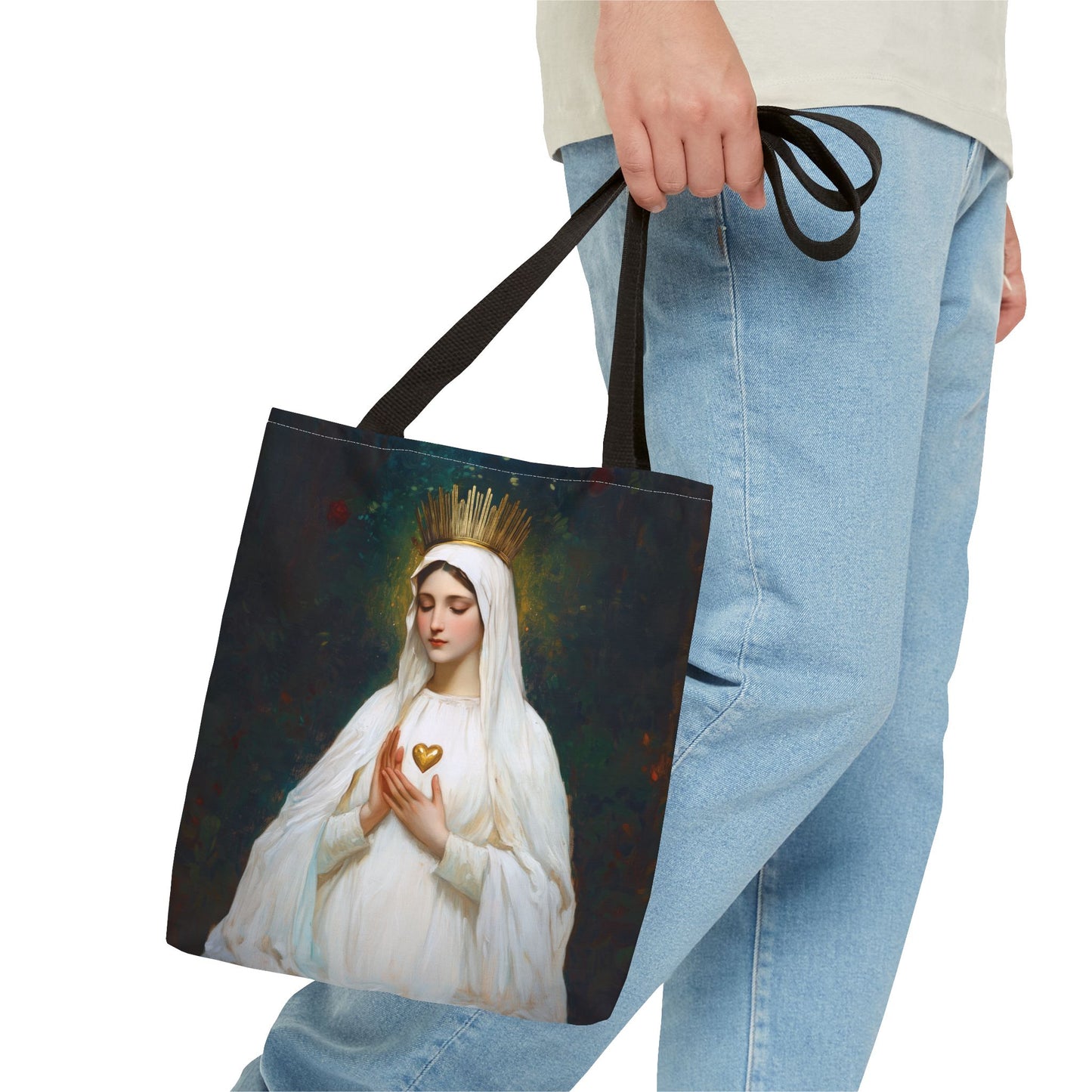 Our Lady of Beauraing - Our Lady of the Golden Heart - Marian Art - Tote Bag - Large Medium Small Faith Art Bag - Tote Purse