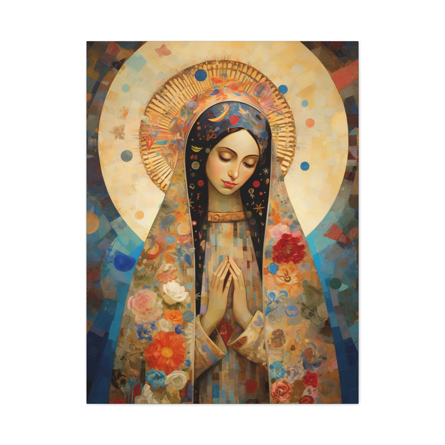Lady of Guadalupe Icon of Love Museum Wrapped Canvas Print - Multiple Sizes - Catholic Home art